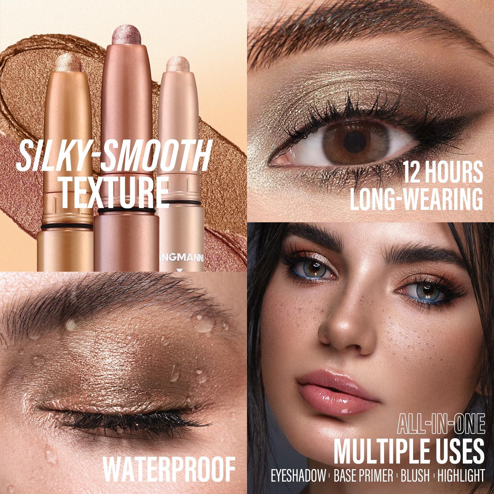 LANGMANNI LANGMANNI Eyeshadow Stick, 6 PCS Waterproof Multi-Color Eyeshadow Pen Set, Creamy Long-Lasting Eye Makeup Kit, Natural & Shimmer Shades Contour Stick, Perfect Gifts For Women (#B)