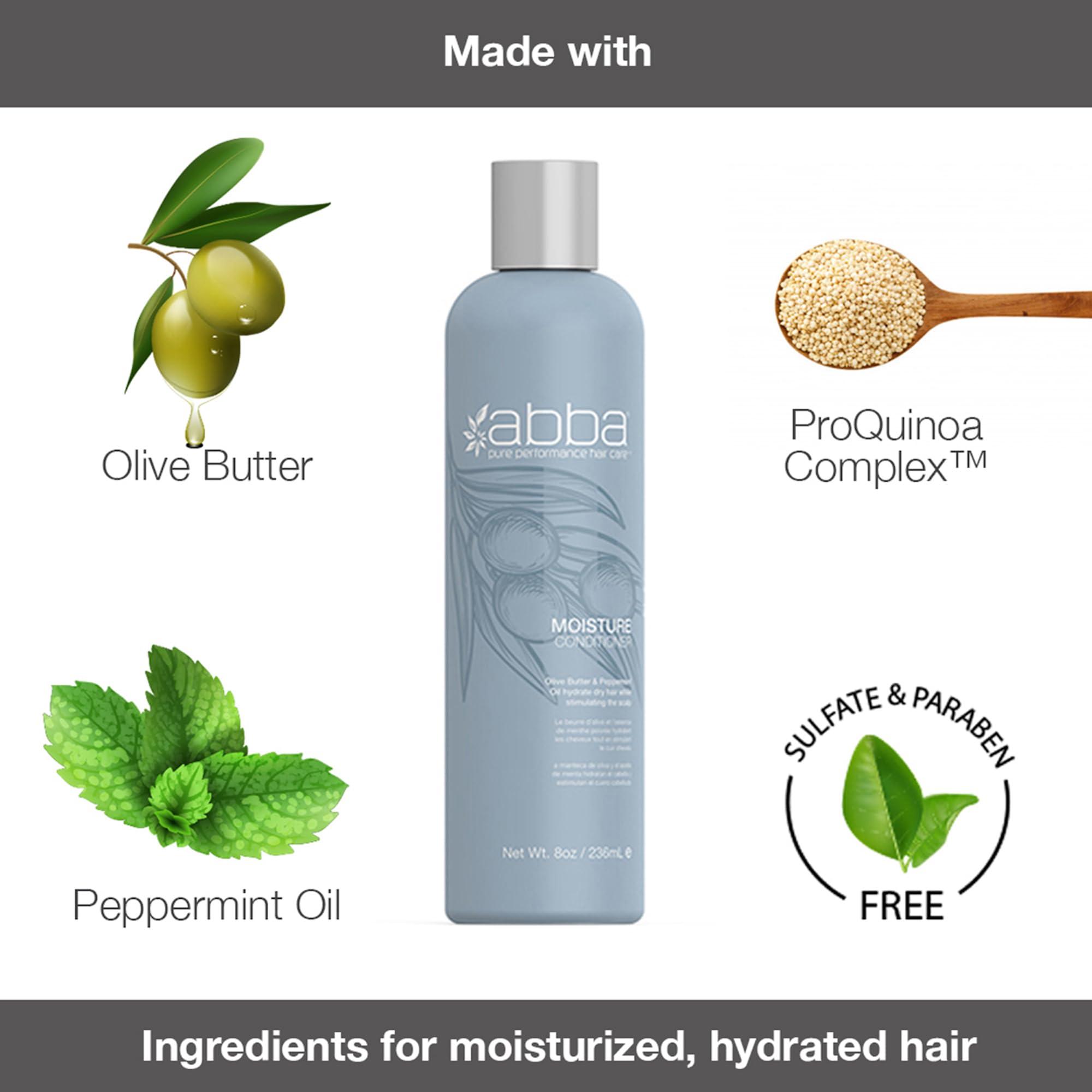 ABBA ABBA - Pure Moisture Shampoo & Conditioner Duo - Olive Butter & Peppermint Oil, 32 fl oz Each