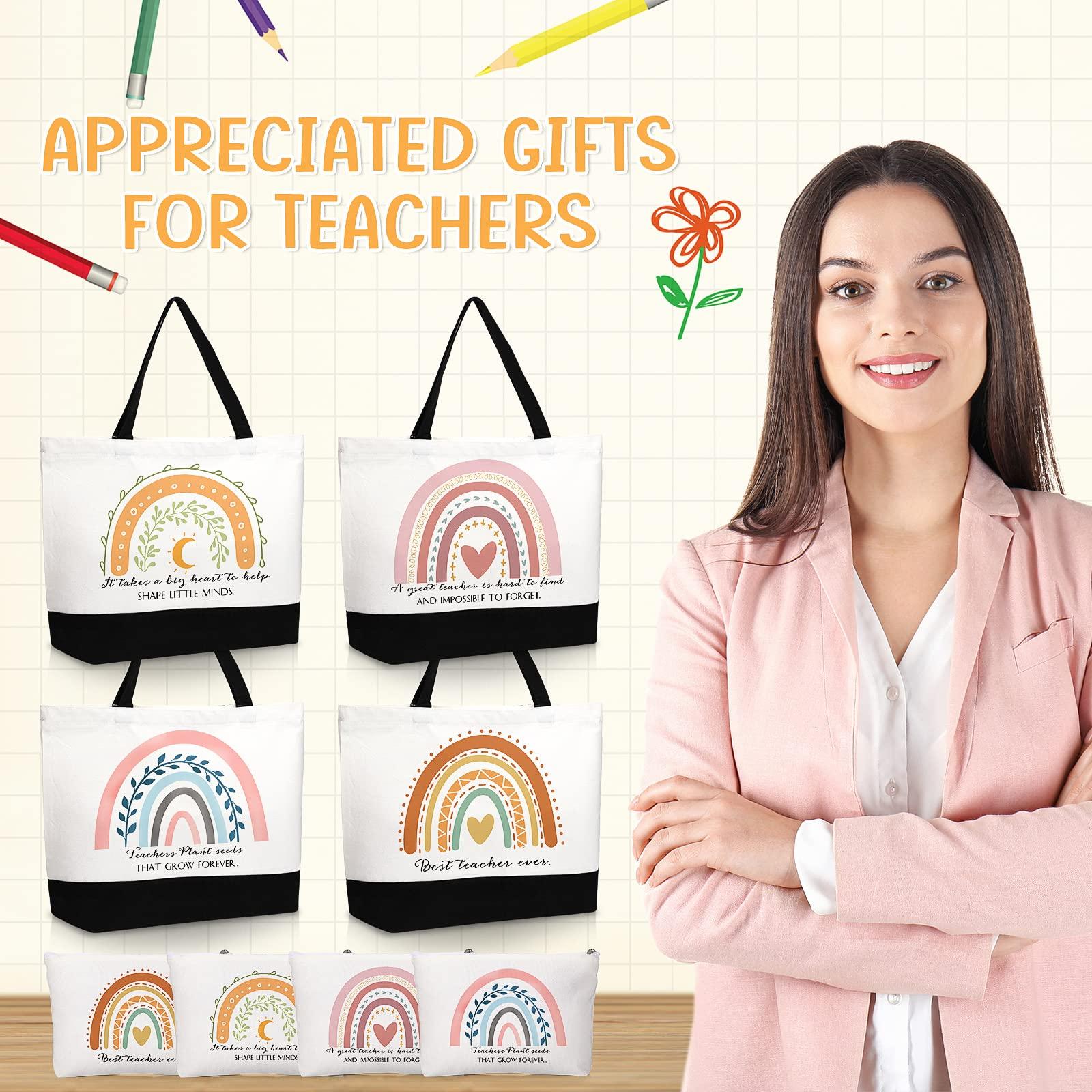 Kajaia Kajaia Teacher Gift Tote Bag Employee Appreciation Gift Bulk Cosmetic Bag for Nurse Team Coworker Hr(Rainbow)