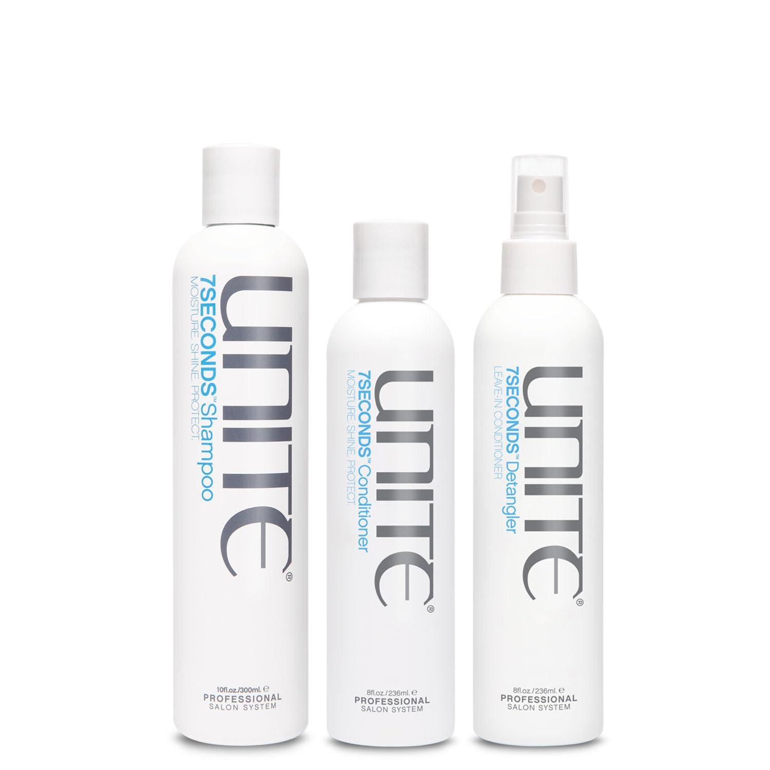 UNITE Hair UNITE Hair 7SECONDS Daily Moisture Essentials - 7SECONDS Detangler Leave-In Conditioner, 8 fl.Oz with 7SECONDS Shampoo, 10 fl.Oz, and 7SECONDS Conditioner, 8 fl.Oz (3 Items)