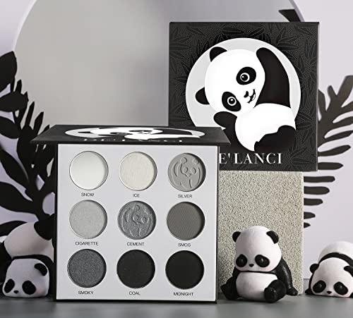 Afflano Afflano Gray Eyeshadow Palette Grey Black White Silver, Blendable Smokey Eye Eyeshadow Palette, for SFX Skull Goth Look Halloween Makeup Palette, Long Lasting Dark Eye Shadow Pallet - Panda