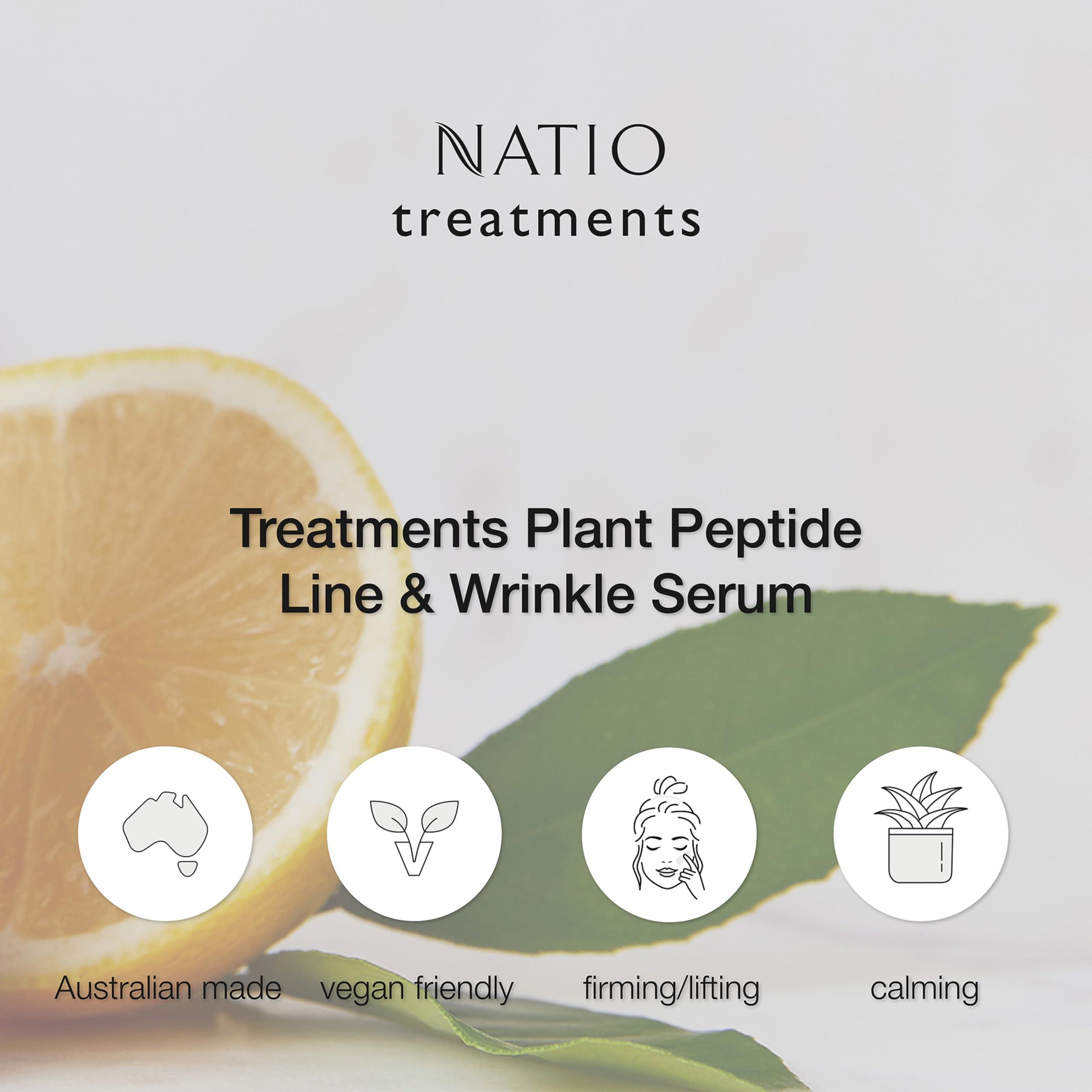 Natio Natio Plant Peptide Line and Wrinkle Serum, 1 oz - Anti Aging Serum - Rejuvenating Face Serum - Daily Serum for Face to Revitalize Skin Texture