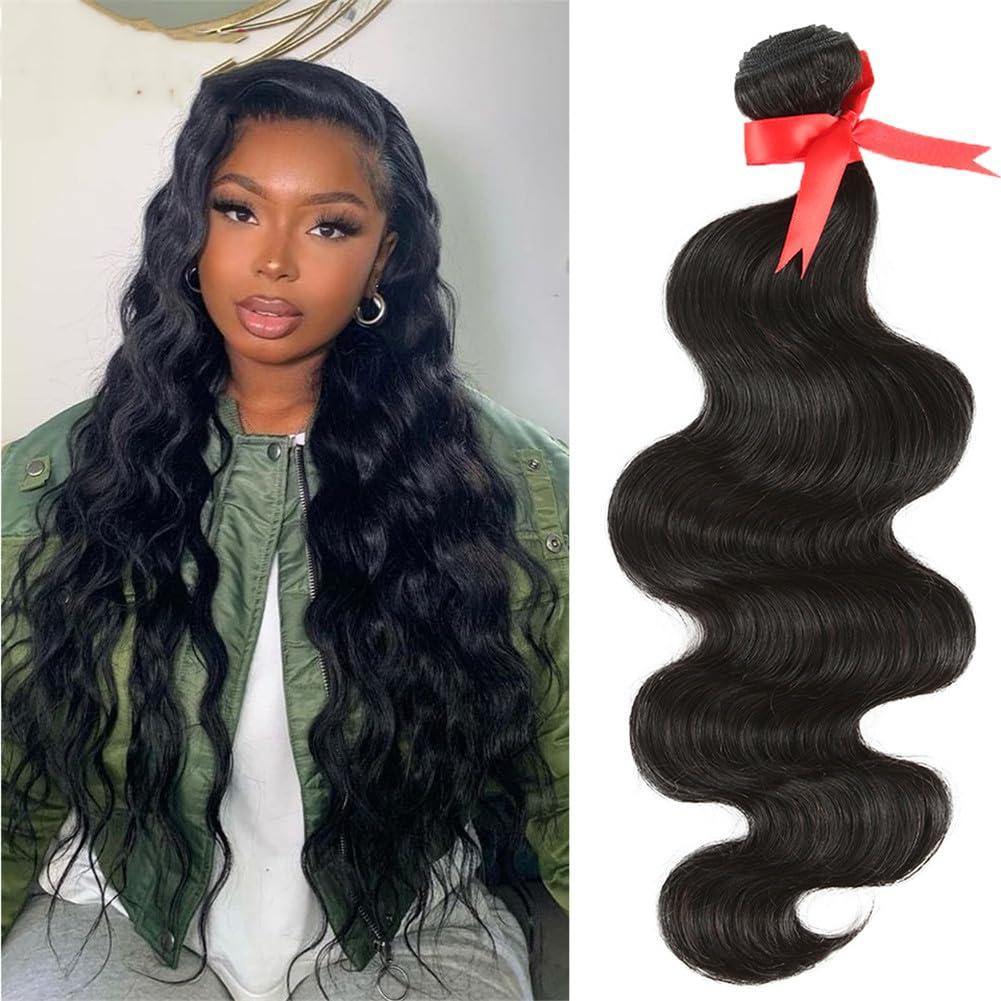 Youllyuu 30 Inch Human Hair Bundles For Women Body Wave Hair Extensions Natural Brazilian Single Bundles NATURAL 20 20 20#8A