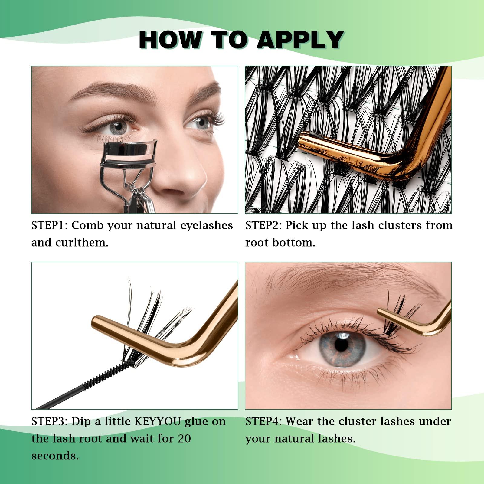 KEYYOU Lash Clusters 300pcs Individual Lashes 30D 0.07C Curl 9-18MIX DIY Eyelash Extension KEYYOU Large Tray Volume Soft&Natural Cluster Lashes(30D-0.07C,9-18MIX