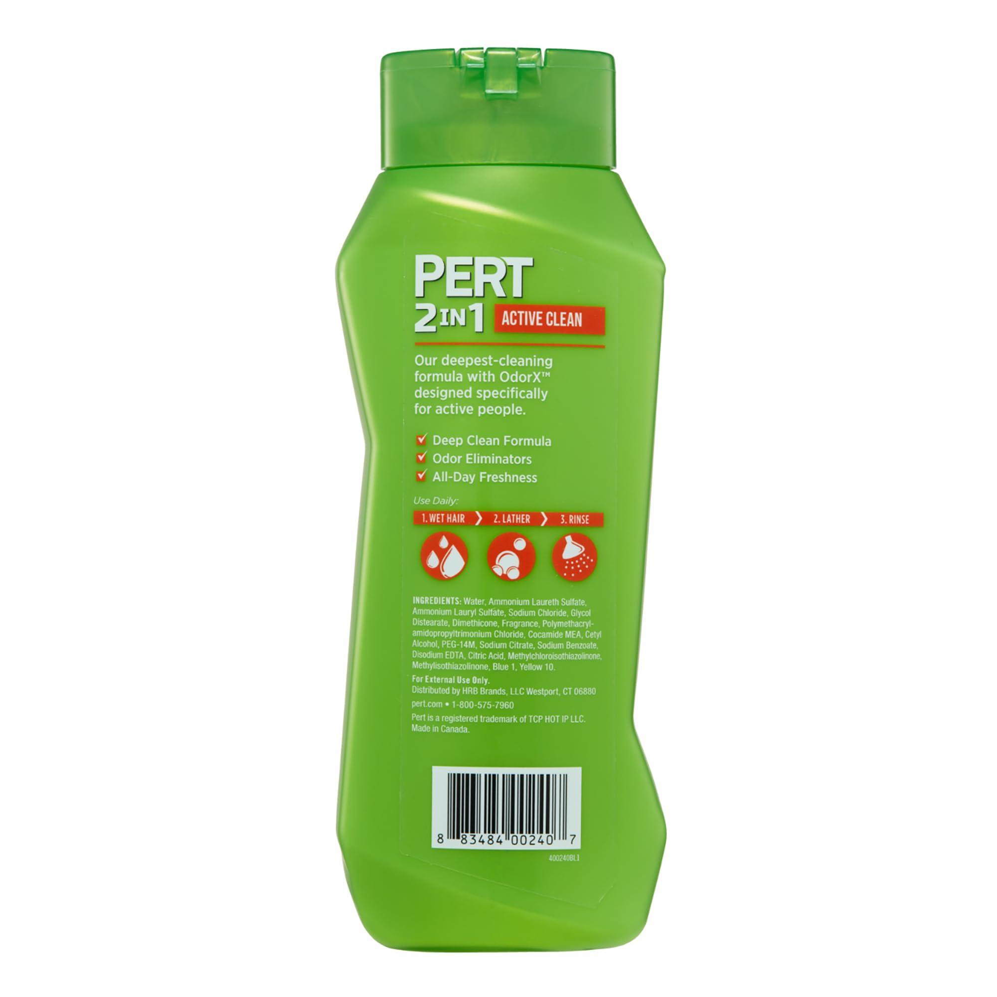 Pert Pert 2 in 1 Active Clean Shampoo and Conditioner - Deep Clean with Odor Elimination Technology - Leaves Hair Manageable and Fresh All Day - 25.4 oz