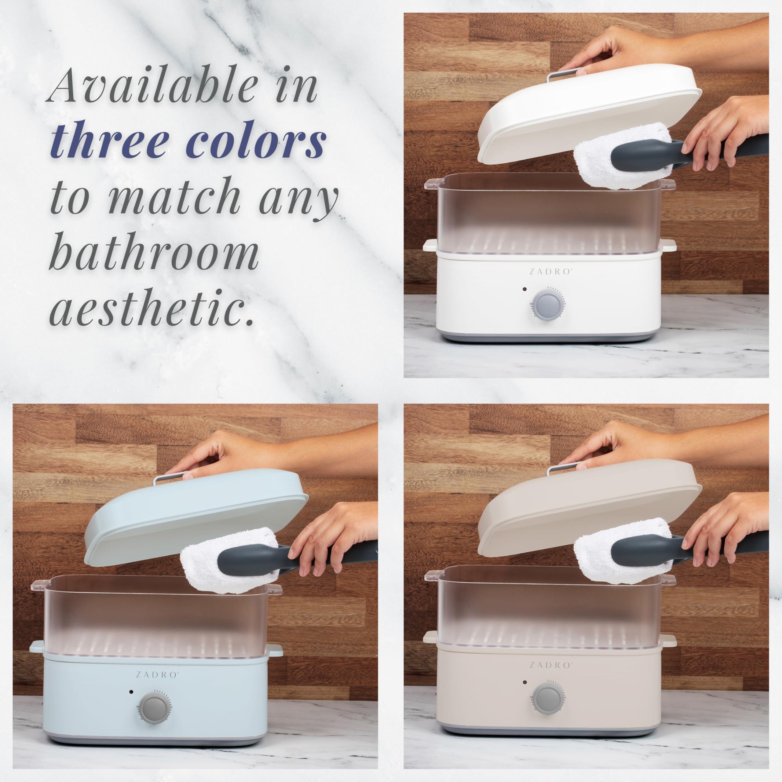 Zadro Zadro Towel Steamer with Tongs, 850W Heater, 8L Tray, 1.7L Tank, 30-min Timer for Facials, Manicures, Pedicures, Shaving (13"x12", 120V/850W, 8L, Tan/Gray)