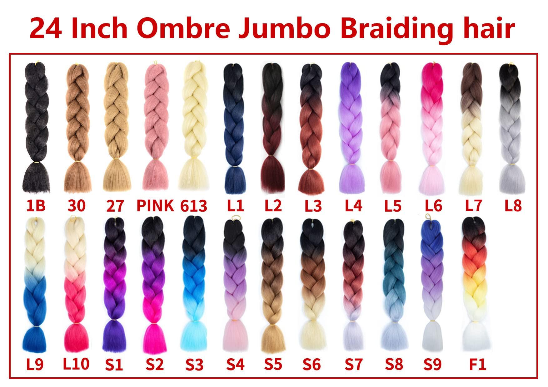 XTREND Xtrend 6 Pcs Ombre Jumbo Braiding Hair Extension 24 Inch 3 Tone Jumbo Box Braiding Hair Jumbo Braid Synthetic Hair for Braiding 100g/pc (6 Pieces,Black+Dark Brown+Light Brown#)