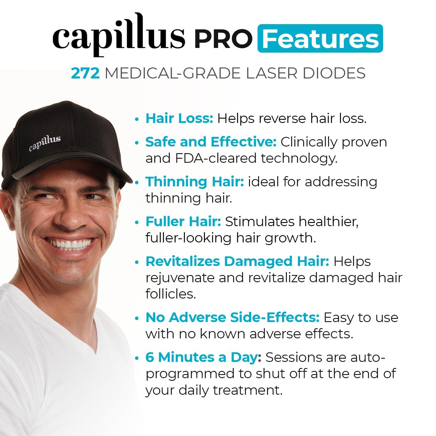 Capillus Capillus Pro Mobile Laser Therapy Cap for Hair Regrowth, with 272 Red Light Lasers for Laser Hair Growth, Red Light Hair Growth