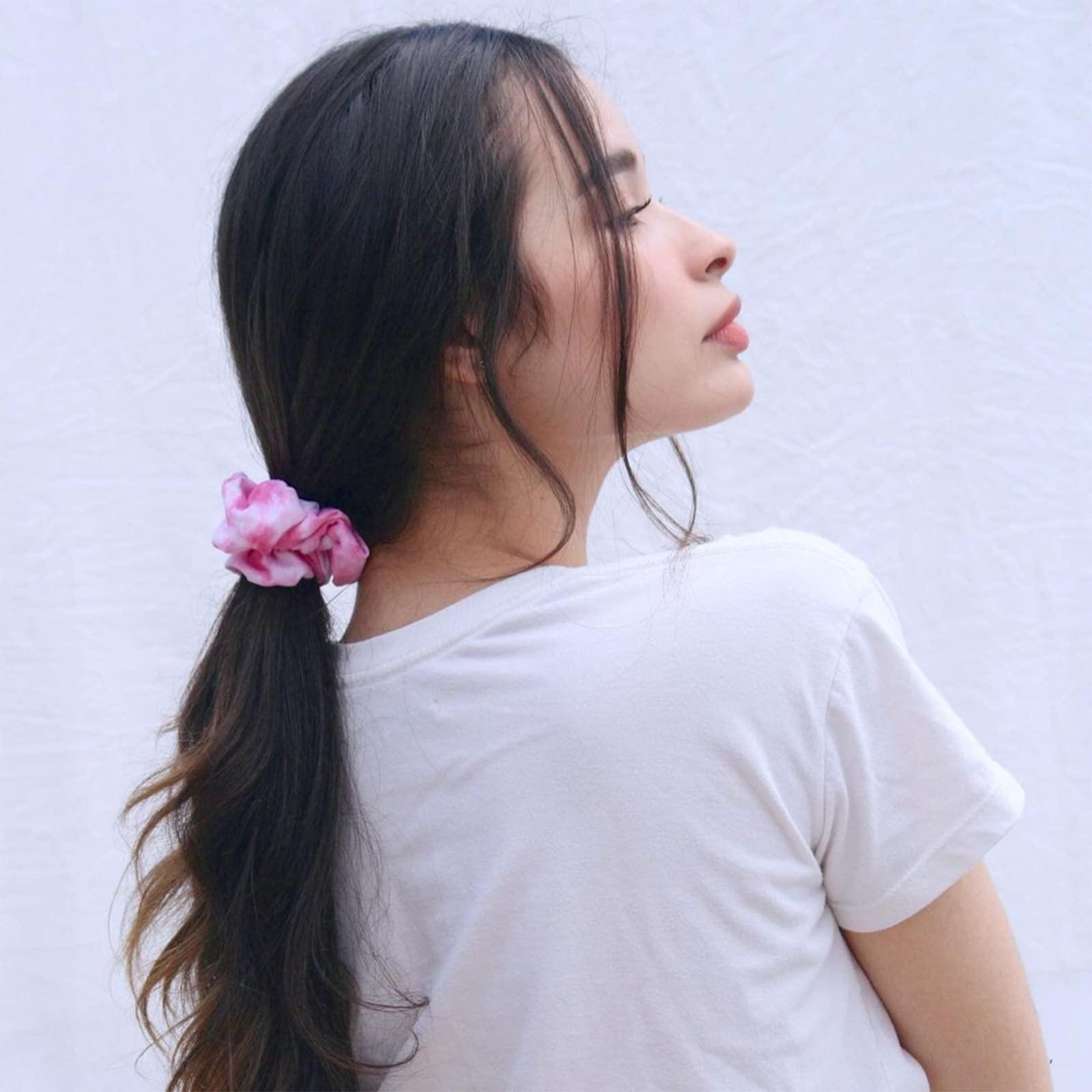 MLMOMVME 25 Pack White Scrunchies for Tie Dye Kit Party Supplies, White Cotton Hair Elastic Ponytail Holder Hair Scrunchies for Women