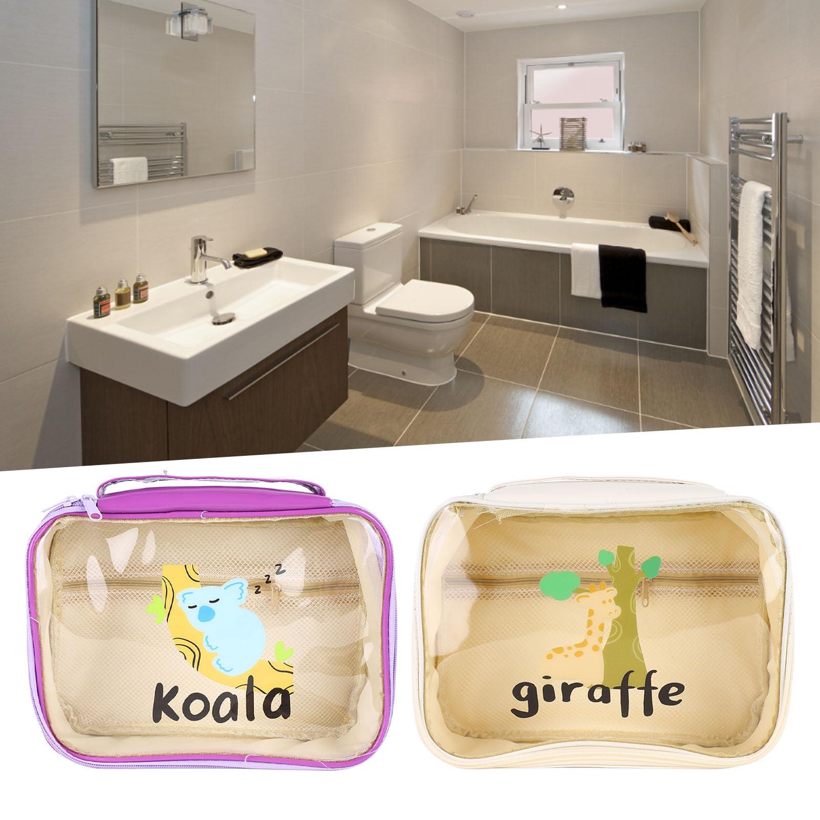 Sempoda Sempoda Clear Makeup Bags,Lightweight Large Capacity Cute Clear Toiletry Bags,Large Makeup Bags for Women Cosmetic Toiletry Makeup Organizer Bag with Detachable Brush Holder(Beige)