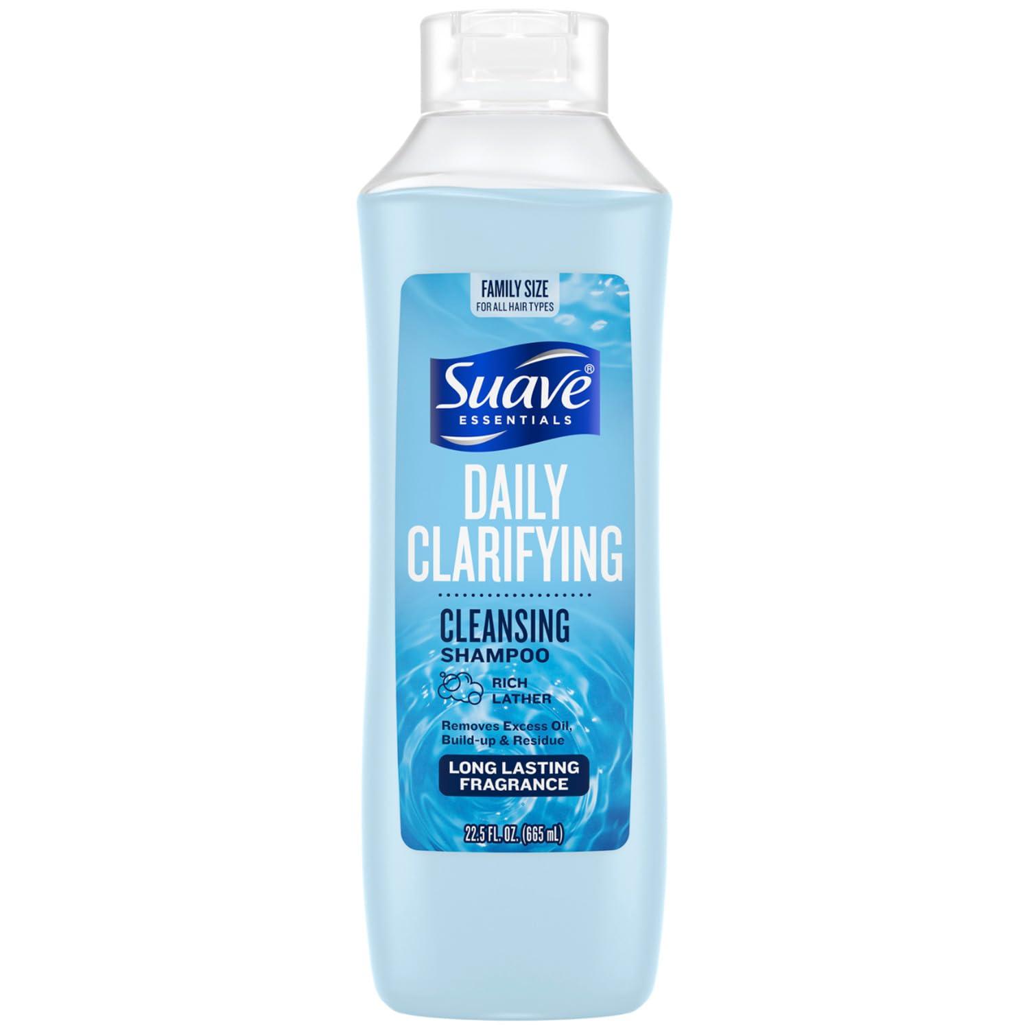 Suave Suave Clarifying Shampoo, Family-Size  pH-Balanced & Hypoallergenic Daily Deep Cleansing Shampoo for Normal to Oily Hair, 22.5 Oz