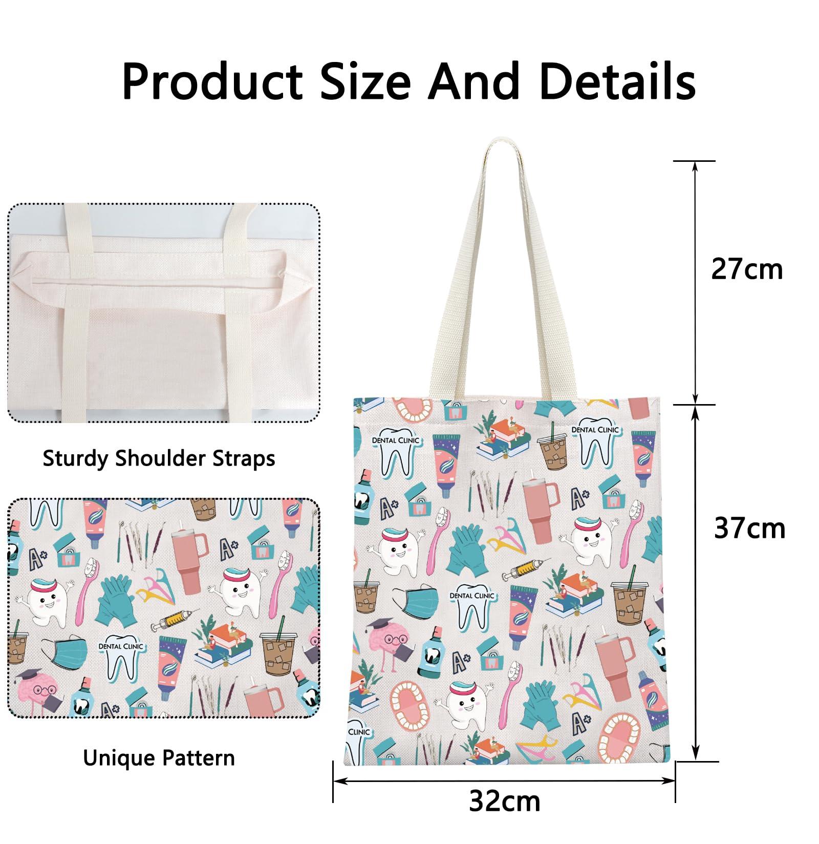 POFULL POFULL Dental Hygiene Gift Dental Assistant Tote Bag Dental Gift RDH Gift Physician Assistant Gift Dental Staff Shoulder Bag (DENTAL CLINIC)