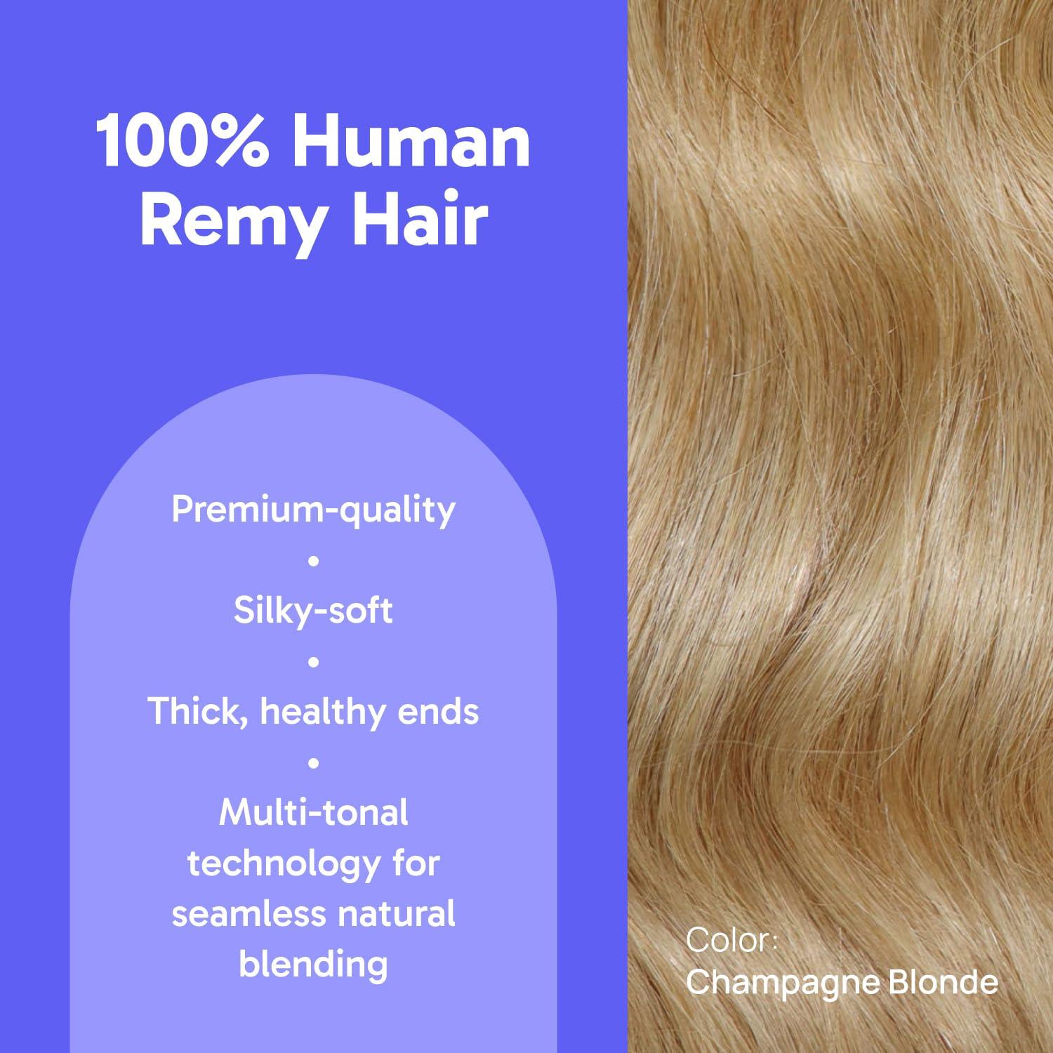 Zala Zala Clip In Hair Extensions - 100% Human Hair - Easy Install & Natural Full Head of Remy Hair Extensions - Gain Volume & Length Instantly - 9 Piece Clip-in Set in Champagne Blonde (230g / 24 inch)