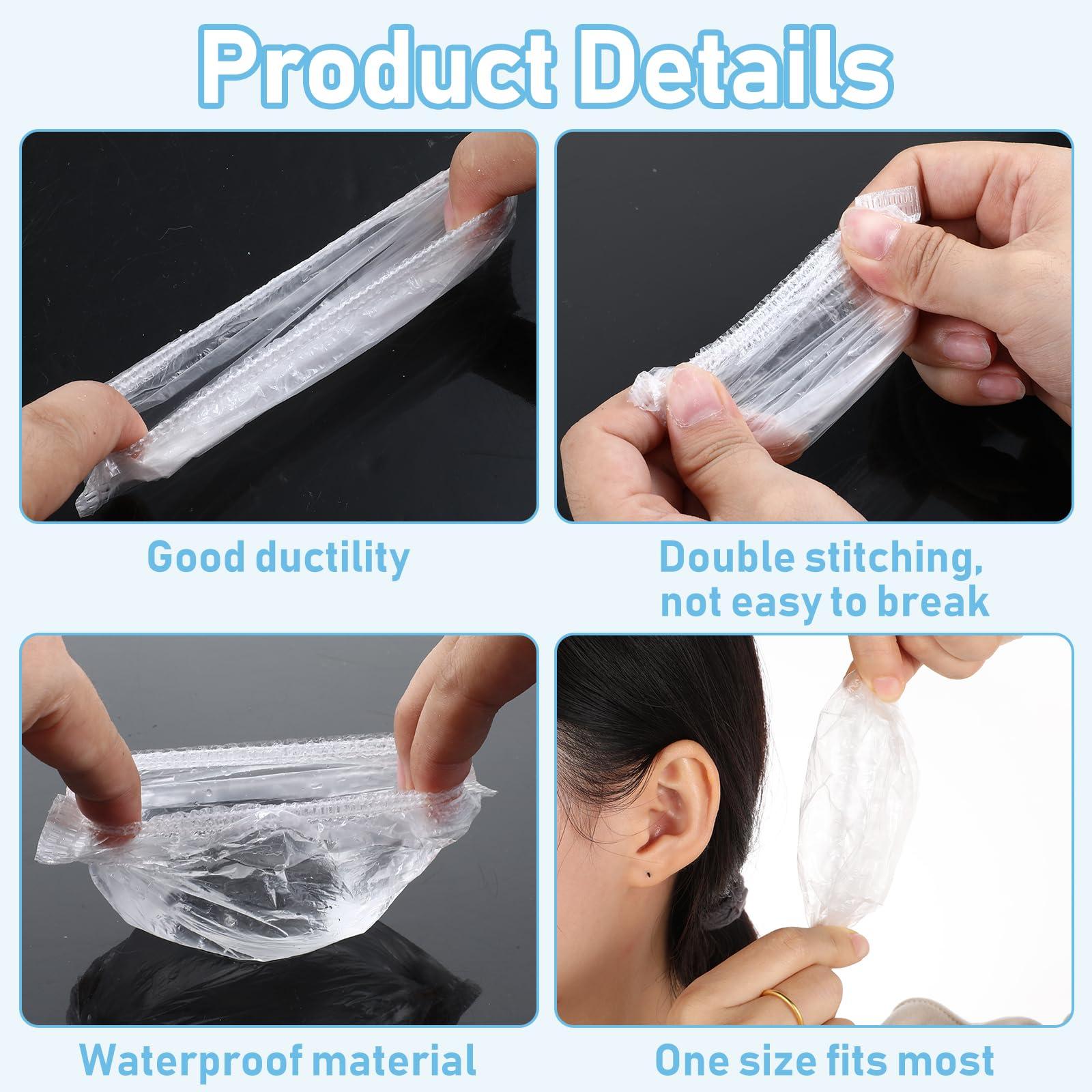 Molain Molain 100 Pack Ear Covers for Shower, Disposable Waterproof Clear Ear Protectors, Plastic Ear Shower Caps, Disposable Ear Protectors for Hair Dye