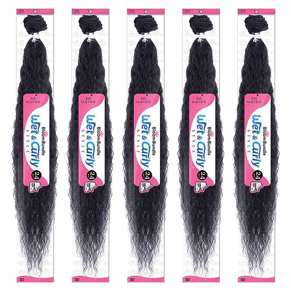 Mayde Beauty Mayde Beauty Bloom Bundle Weaving WET & CURLY 001 24\" (5-Pack, 613)
