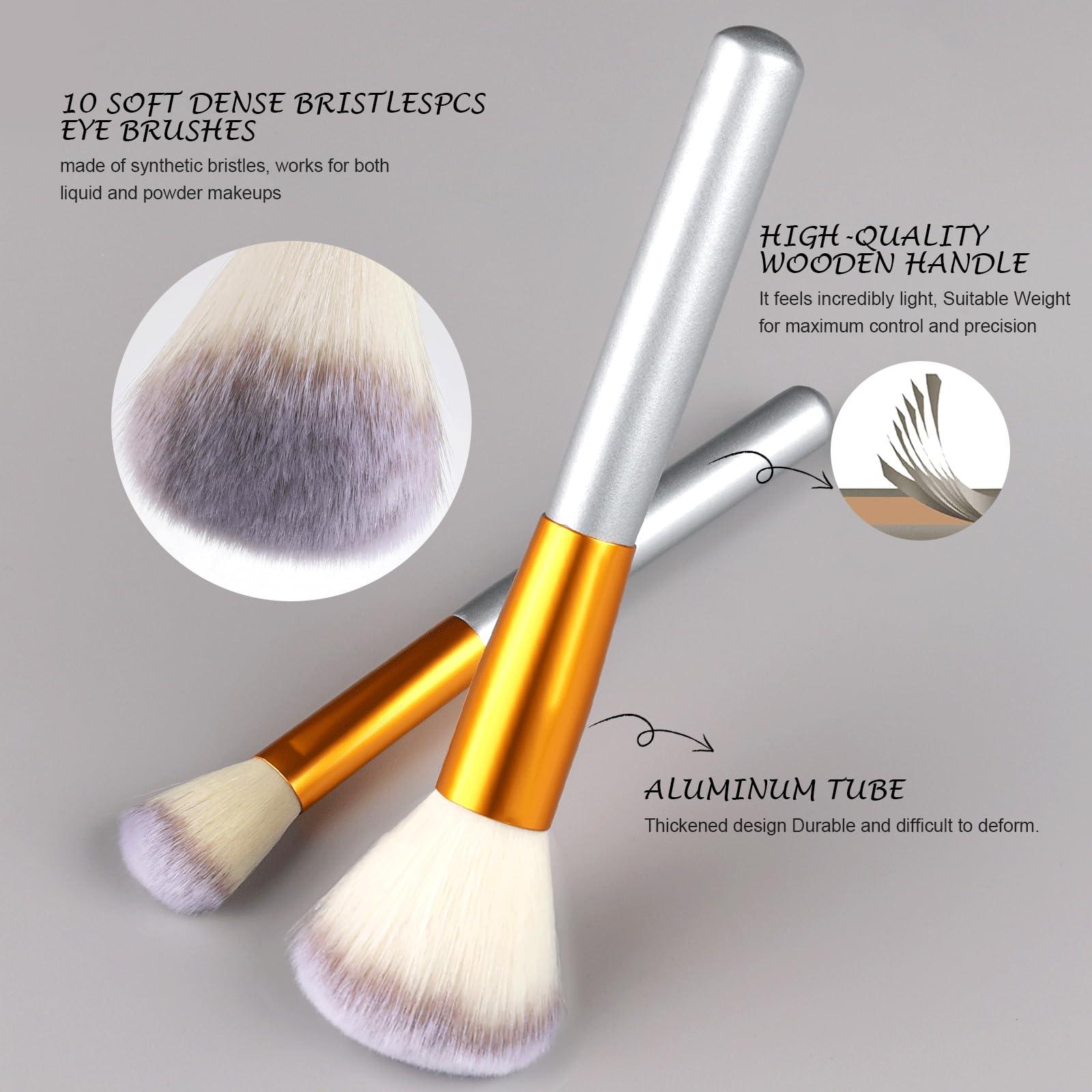 Vander VANDER Makeup Brushes 24Pcs Makeup Brush Set - Professional Make Up Brushes with Soft Synthetic Bristles & Wooden Handle, Includes Makeup Bag for Travel,Champagne