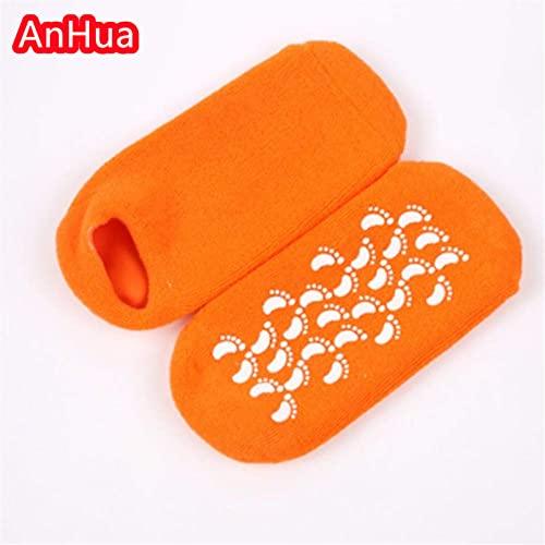 AnHua AnHua 1 Pair Feet Spa Moisturizing Gel Socks Exfoliating Dry Cracked Soft Skin Sock Pedicure Foot Care Tool Beauty Foot Care (Orange)