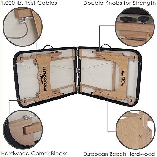 StrongLite STRONGLITE Portable Massage Table Package Shasta - All-In-One Treatment Bed w/ Adjustable Face Cradle, Pillow & Carrying Case, Black