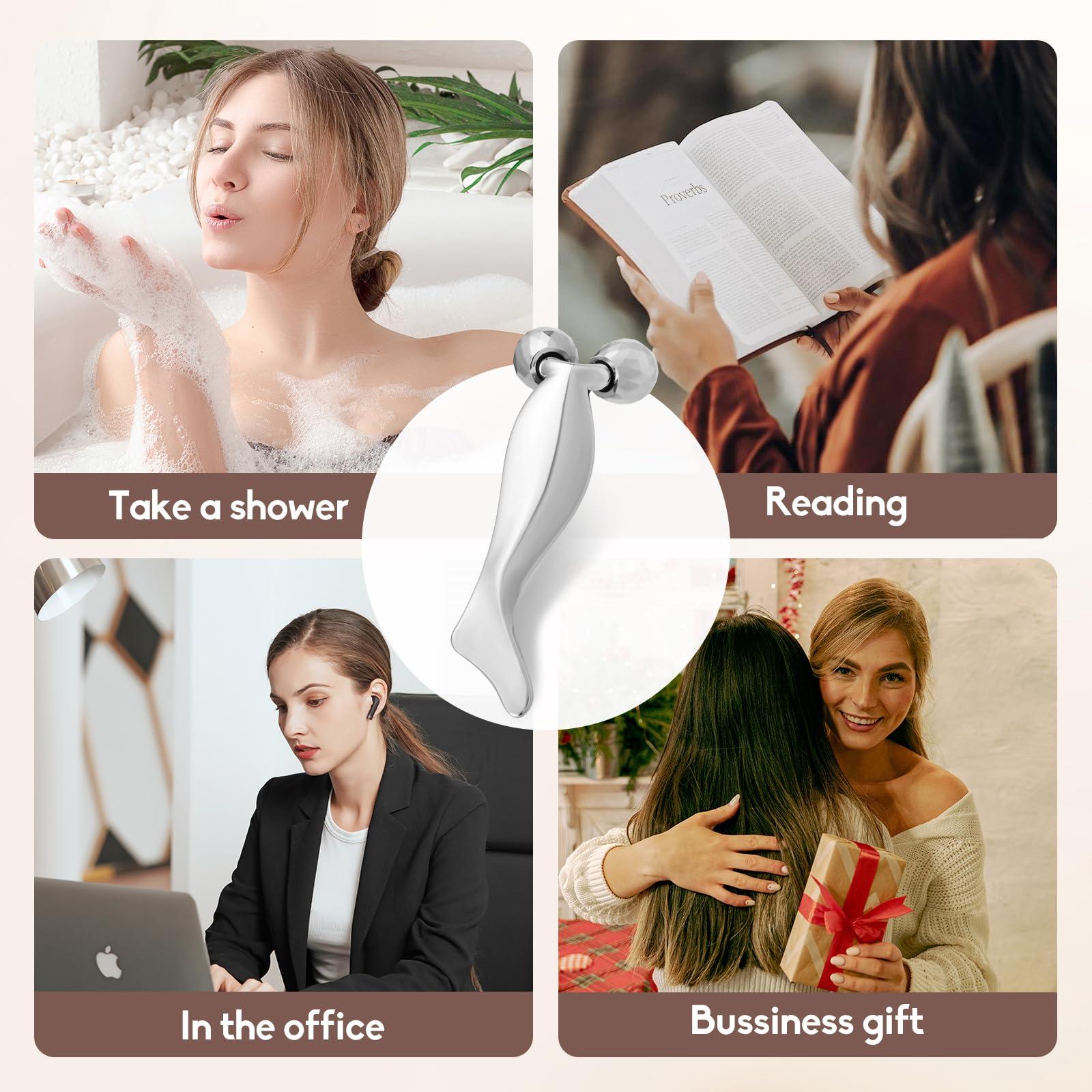 Running man 3D Metal Face Roller-Face Lift and V-Shaped, Face Massager-Anti-Aging and Relieves Facial Puffiness, Gua Sha Massage Tool for Face Neck Eye Body Skin Care