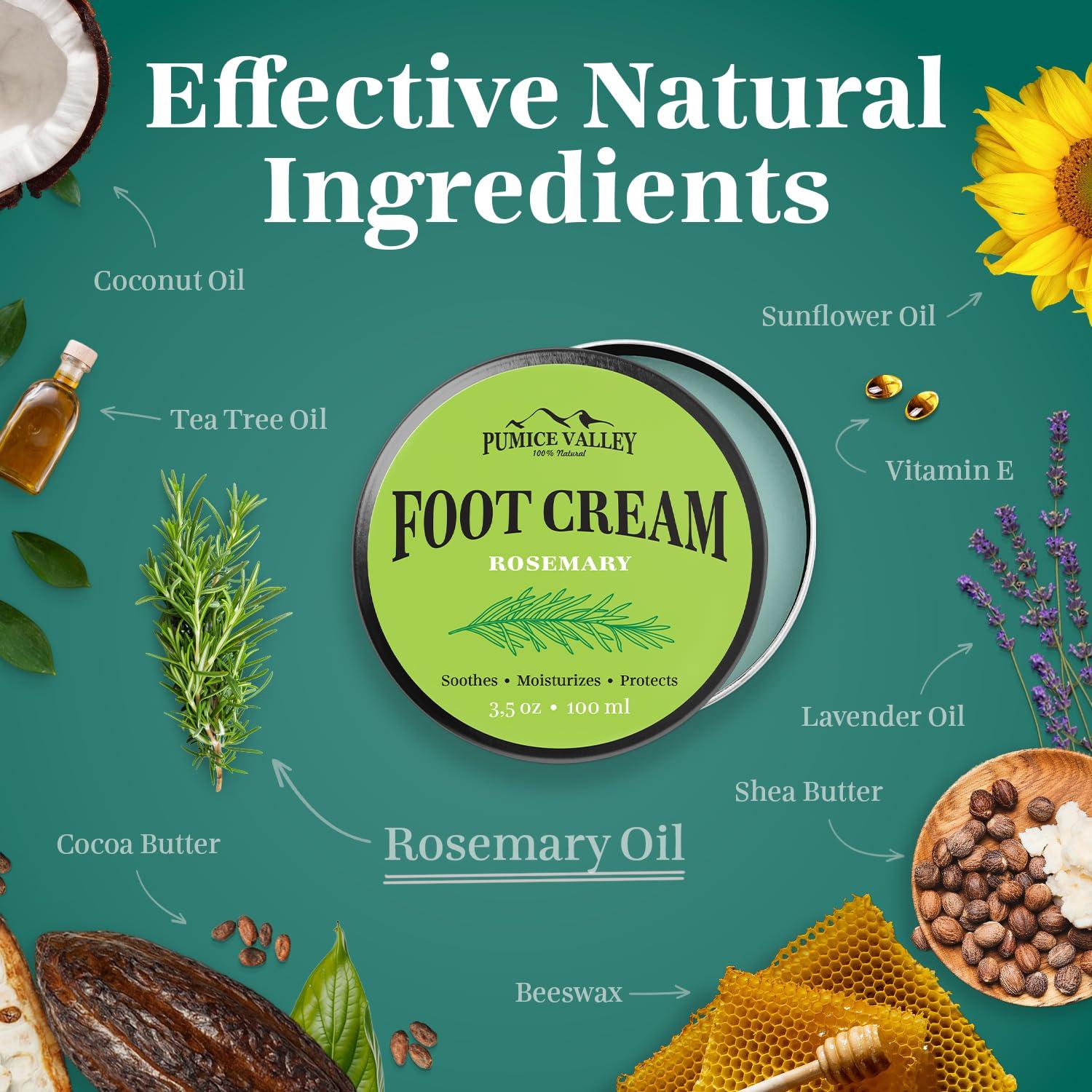 Pumice Valley Pumice Stone - Natural Earth Lava Black - Pumice Stone Foot File - Pumice Valley Foot Cream for Dry Cracked Heels and Feet - Rosemary Natural Foot Moisturizer Balm for Calluses and Dry Feet Treatment