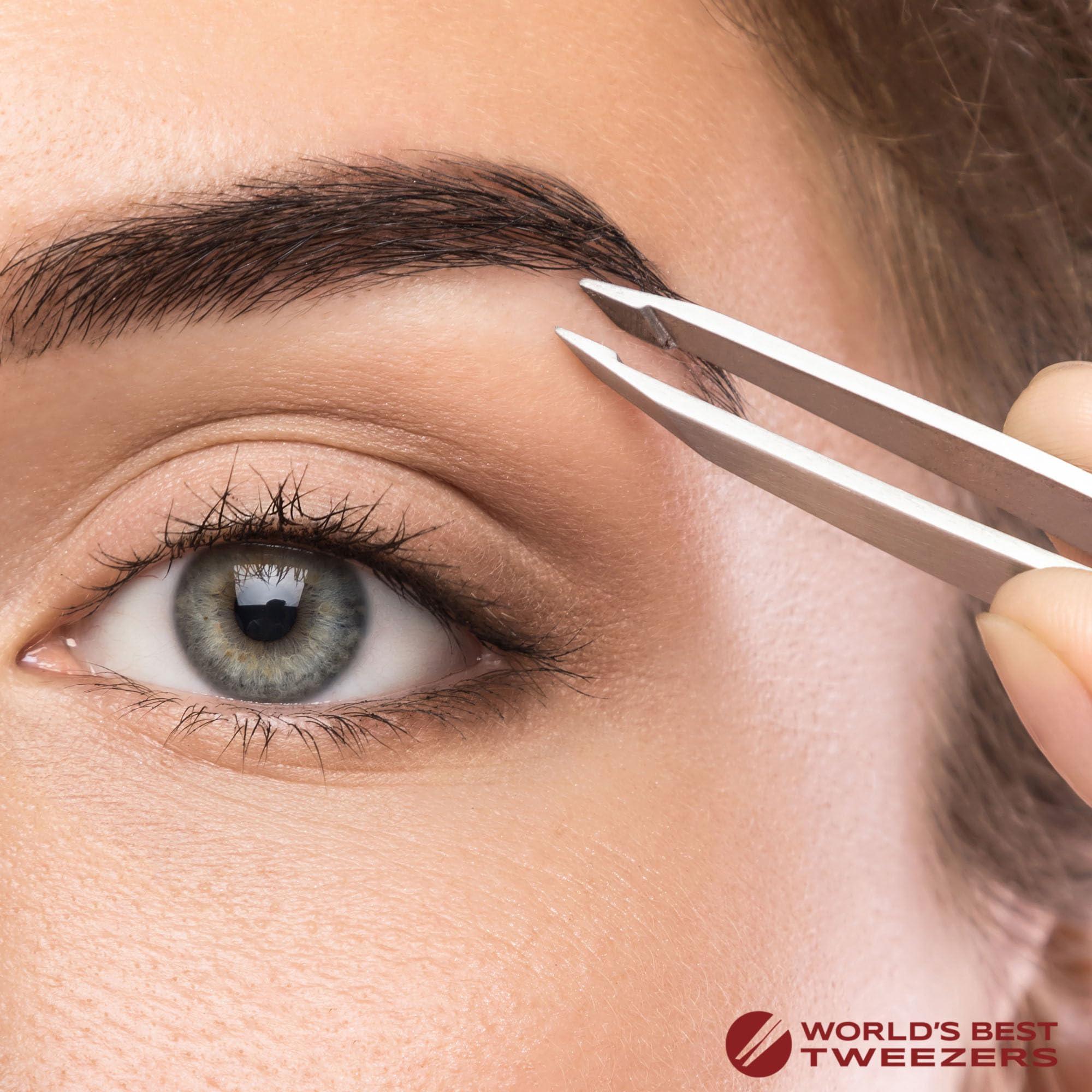 Regine Switzerland World\'s Best Tweezers Diamond Tip - Diamond Coated Slant Precision Tweezer for Eyebrow, Facial & Ingrown Hair Removal - Suitably Aligned Stainless Steel Tool Grabs Hair from the Root