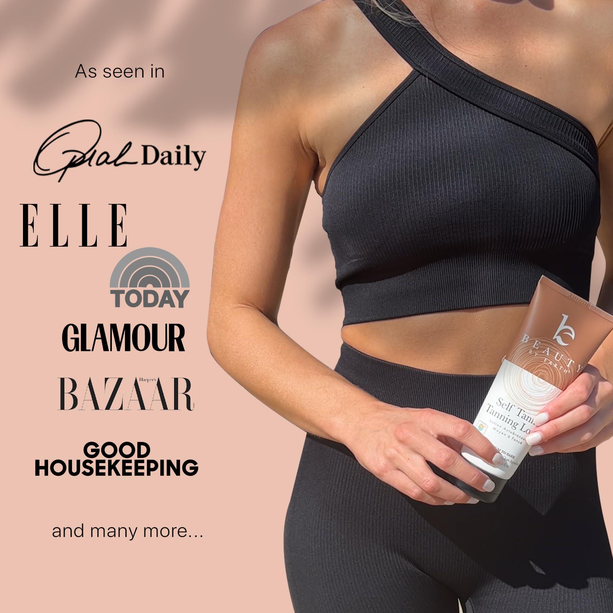 Beauty by Earth Tanning Lotion Self Tanner - USA Made with Natural and Organic Ingredients Non Toxic Sunless Browning Lotion, Best Gradual Tanner for Men and Women, Streak-Free Fake Tan, Fair to Medium