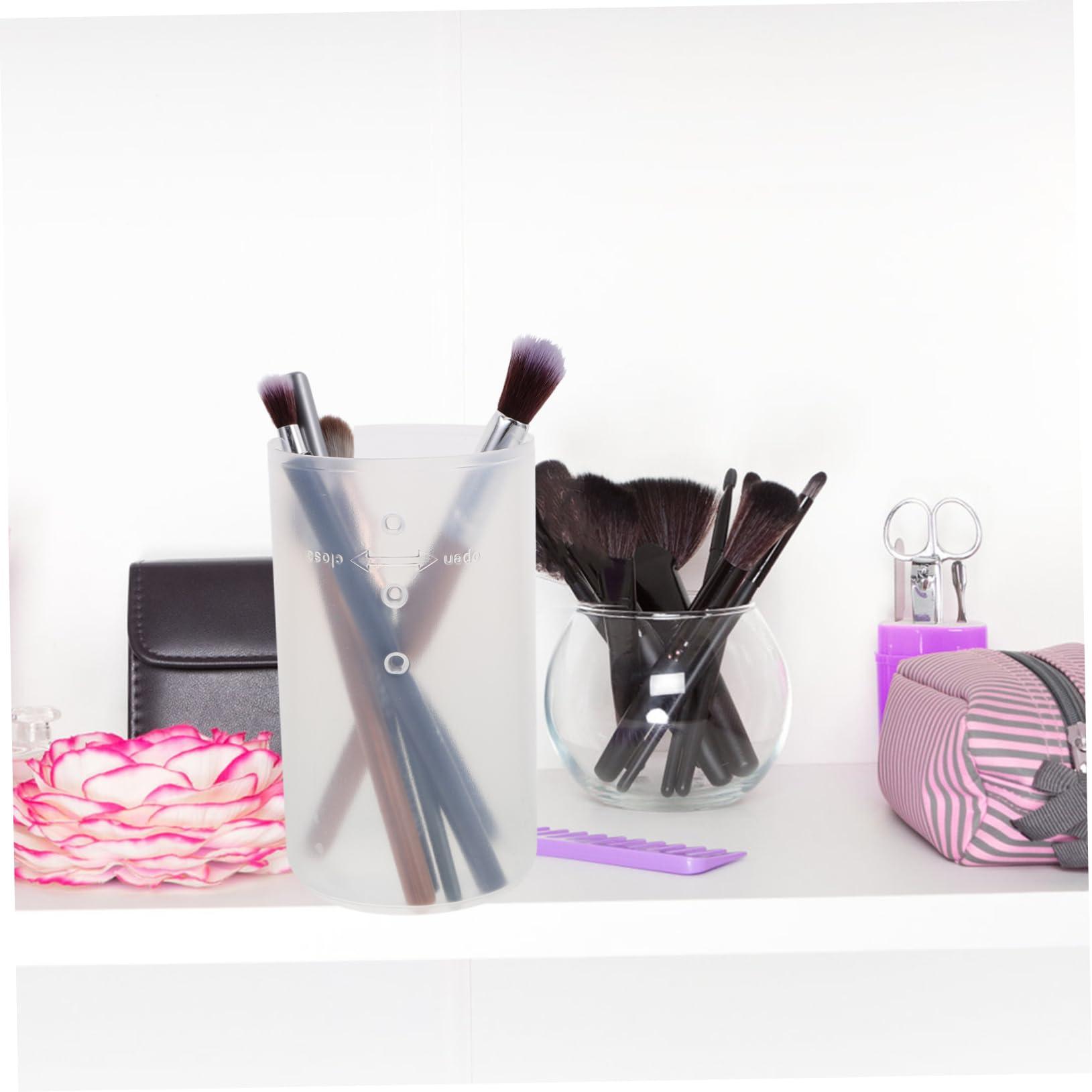 ABOOFAN ABOOFAN Elegant 3pcs Makeup Brush Holder Travel Case Lid Retractable Brush Organizers for Travel Dustproof Makeup Brush