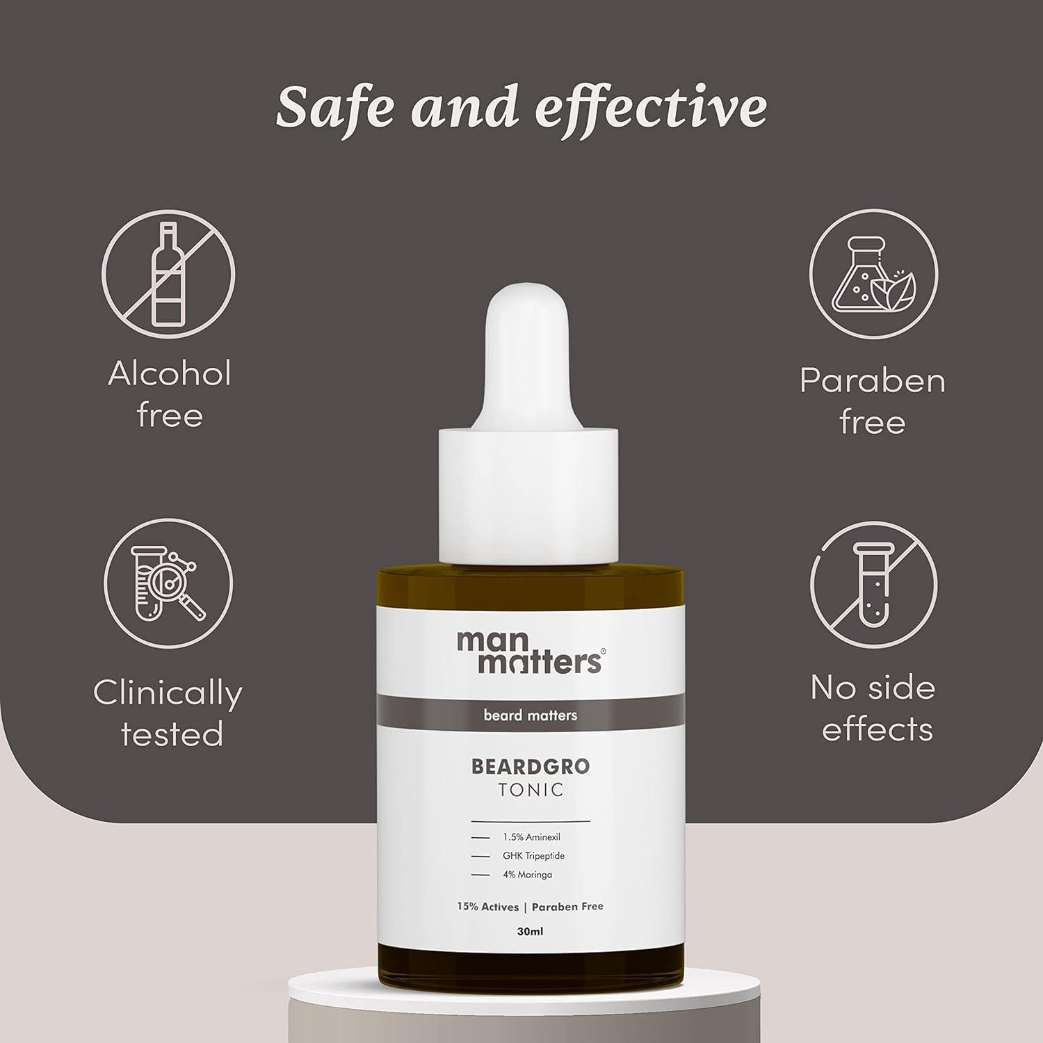 india Gamium BeardGro Beard Growth Tonic for Men 30ml | 1.5% Aminexil, 4% Moringa, 4% Goksura & 2% LashLD | Thicker beard growth, Softens Beard 1.01 Fl Oz (Pack Of 1)