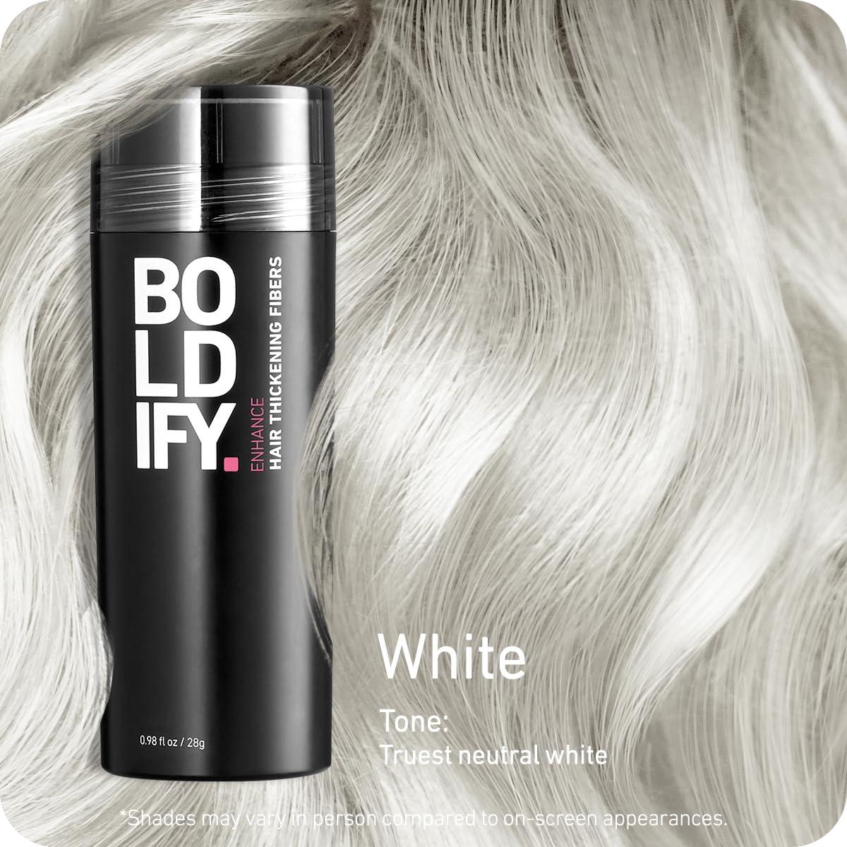 Boldify BOLDIFY Hair Fibers (28g) - Fill In Thinning and Fine Hair for an Instantly Fuller, Thicker Look - 14 Shades for Women & Men - White