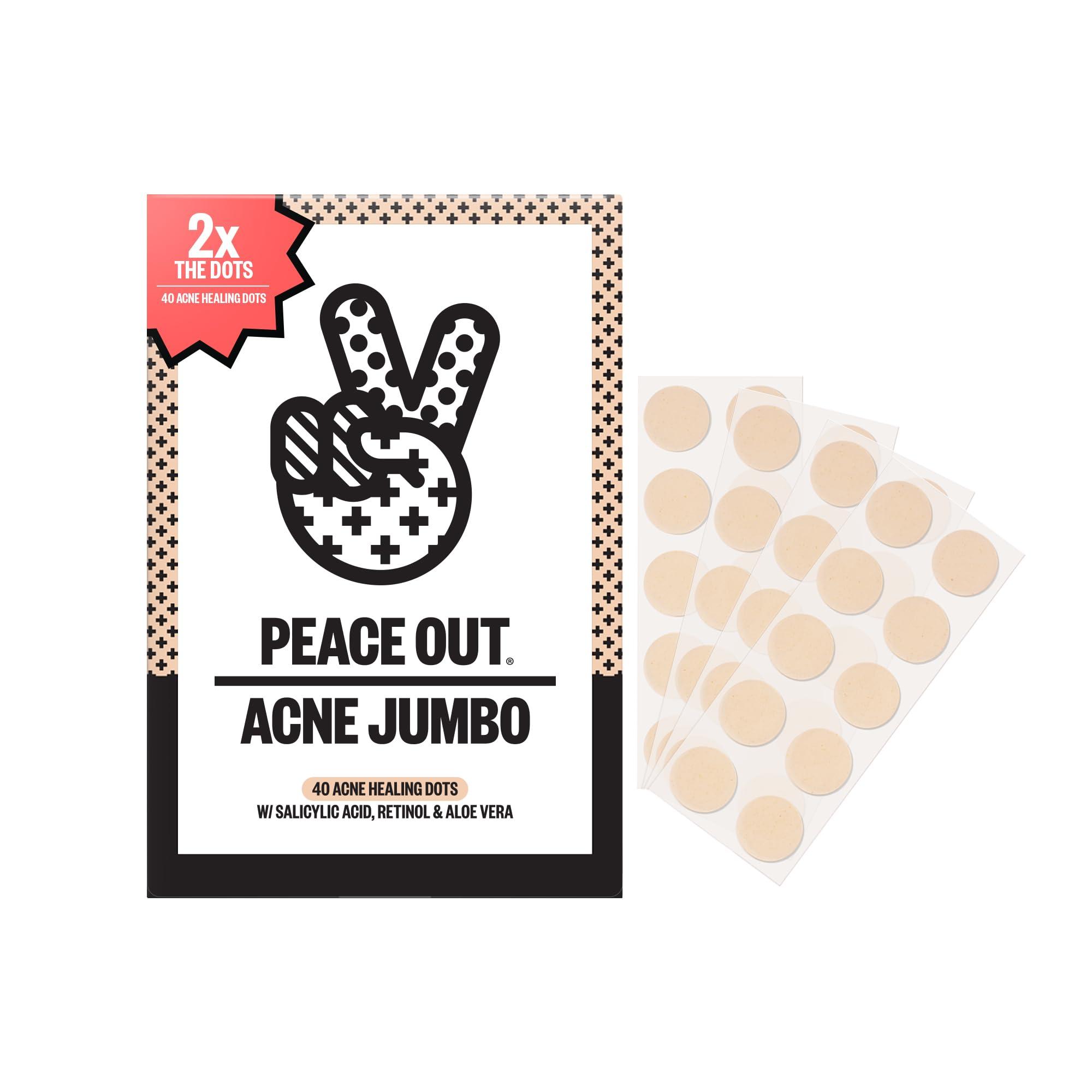 PEACE OUT PEACE OUT Acne Healing Dots Helps Clear Blemishes Overnight, Fast Acting Hydrocolloid Pimple Patches for Breakouts with Salicylic Acid, Retinol and Aloe Vera, Award Winning Skincare Solution 40 Count