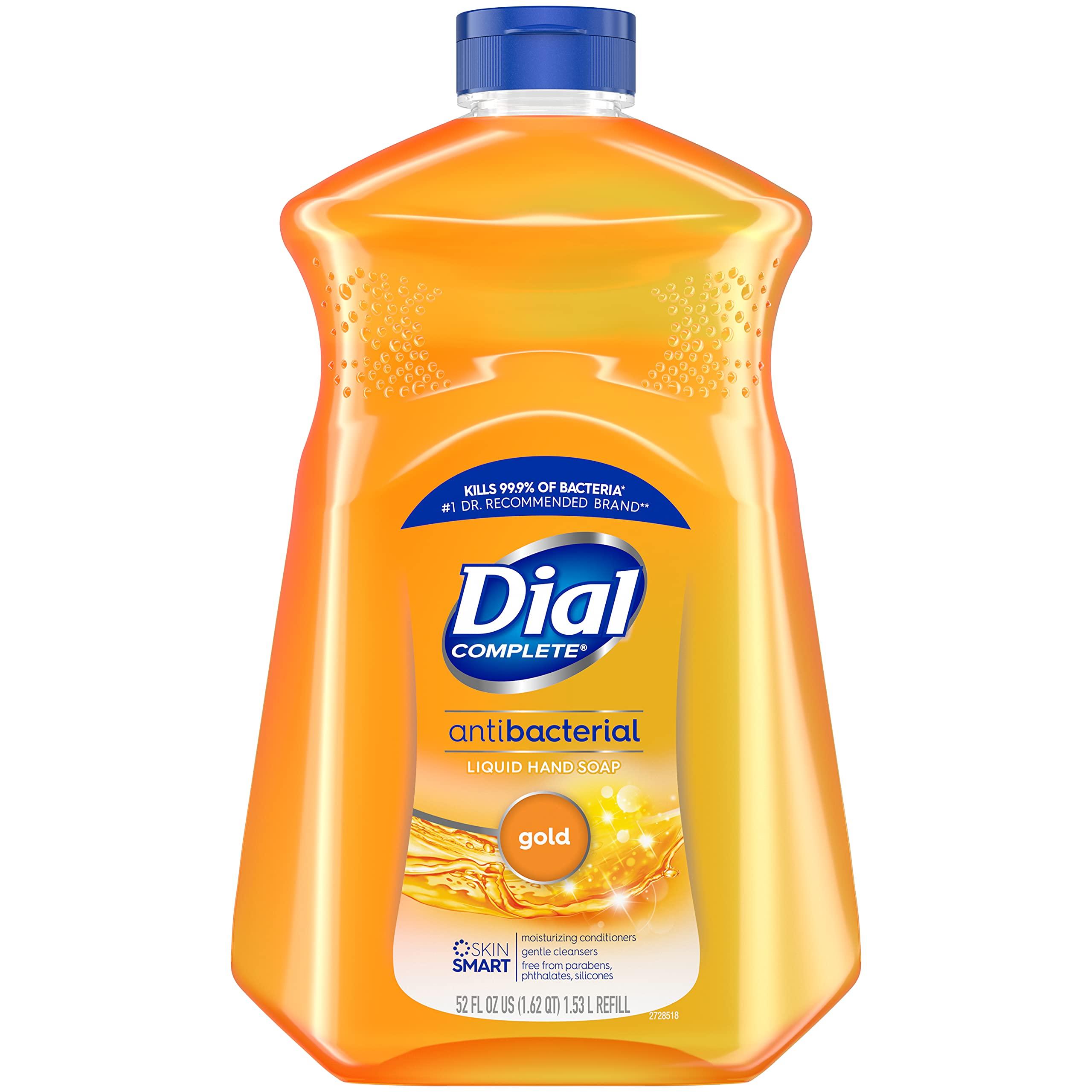 Dial Dial Complete Antibacterial Liquid Hand Soap Refill, Gold, 52 fl Oz (Pack of 3) & Complete Antibacterial Liquid Hand Soap, Gold, 11 fl oz (Pack of 4)