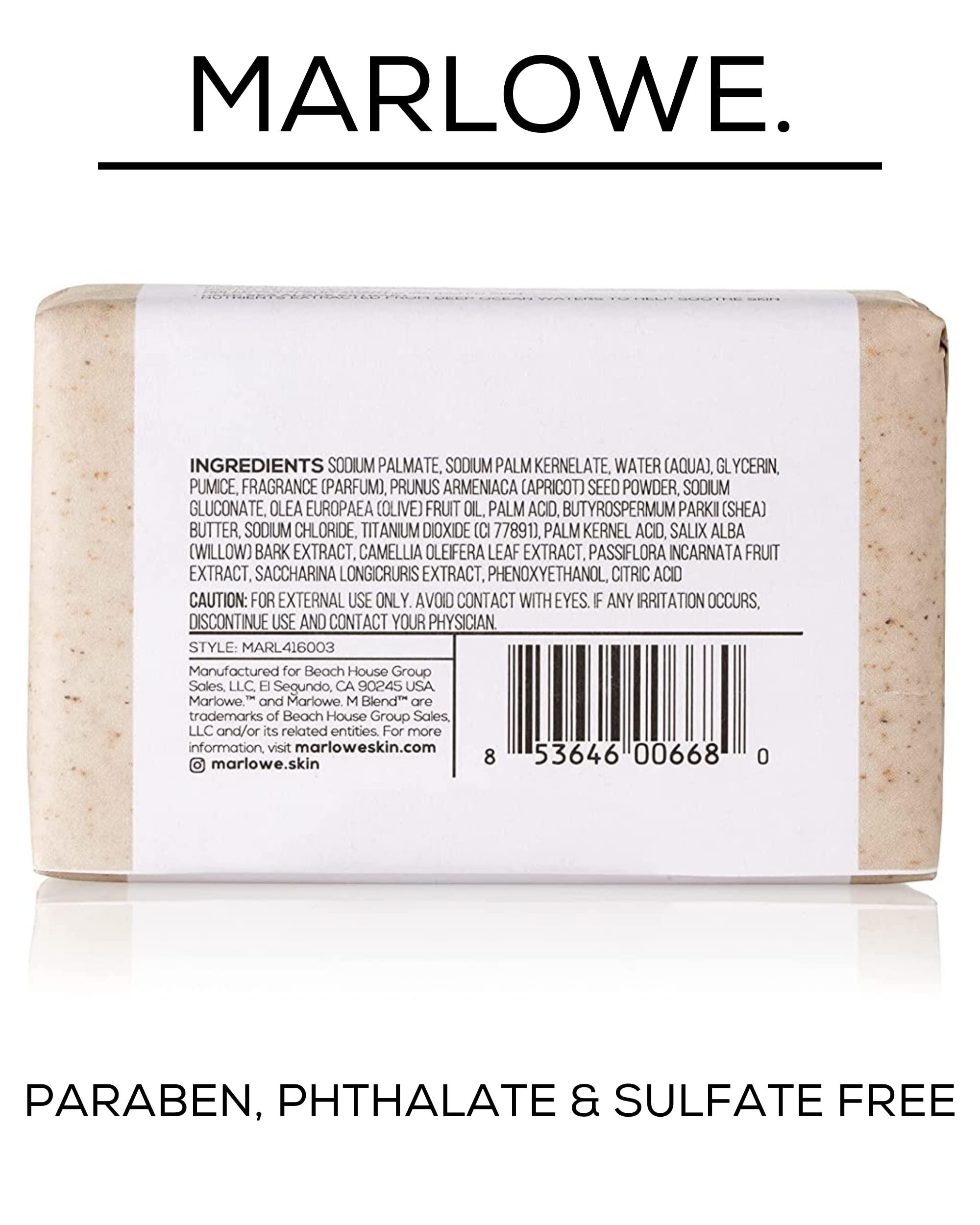 MARLOWE. M BLEND MARLOWE. No. 102 Men\'s Body Scrub Soap 7 oz, Fresh Original Woodsy Scent, Best Exfoliating Bar for Men, Made with Natural Ingredients, Apricot Seed Powder, Shea Butter, Olive Oil, Green Tea Extracts