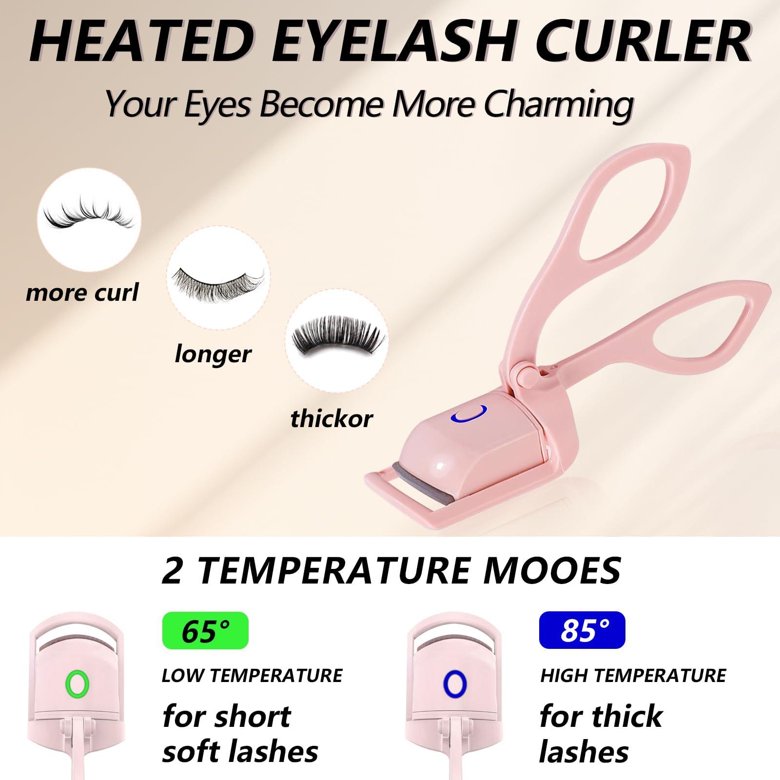 Dust2Oasis Heated Eyelash Curler,Rapid Heat Lash Curler,2 Premature Setting & Long Lasting Curling with Sensing Heating Silicone Pad, USB Rechargeable Eye Lash Curler