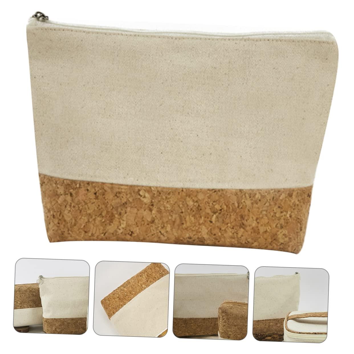 minkissy minkissy Convenient Travel Makeup Bag Cotton Toiletry Bag Wood Grain Wash Bag Portable Girl Cosmetics Storage Bag Safe Accessory Storage