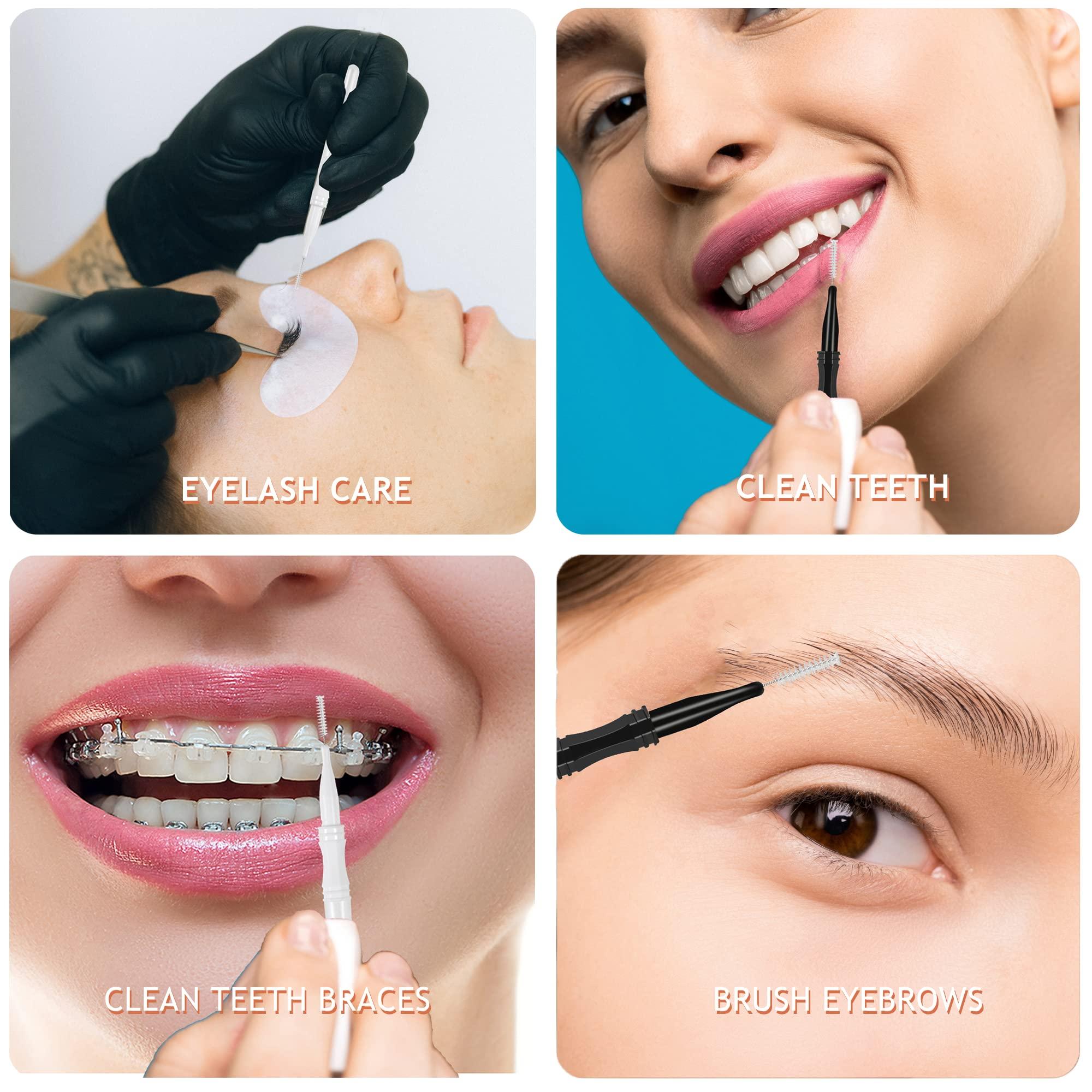 LONCHDAN 60 Pcs Micro Eyebrow Brush With Cap Micro Brow Brush Eyebrow Lamination Brush 2 Size Eyebrow Spoolie Brush Tools Portable Spooly Brushes Mascara Lash Brush for Eyelash Lift Extensions(2 Size)