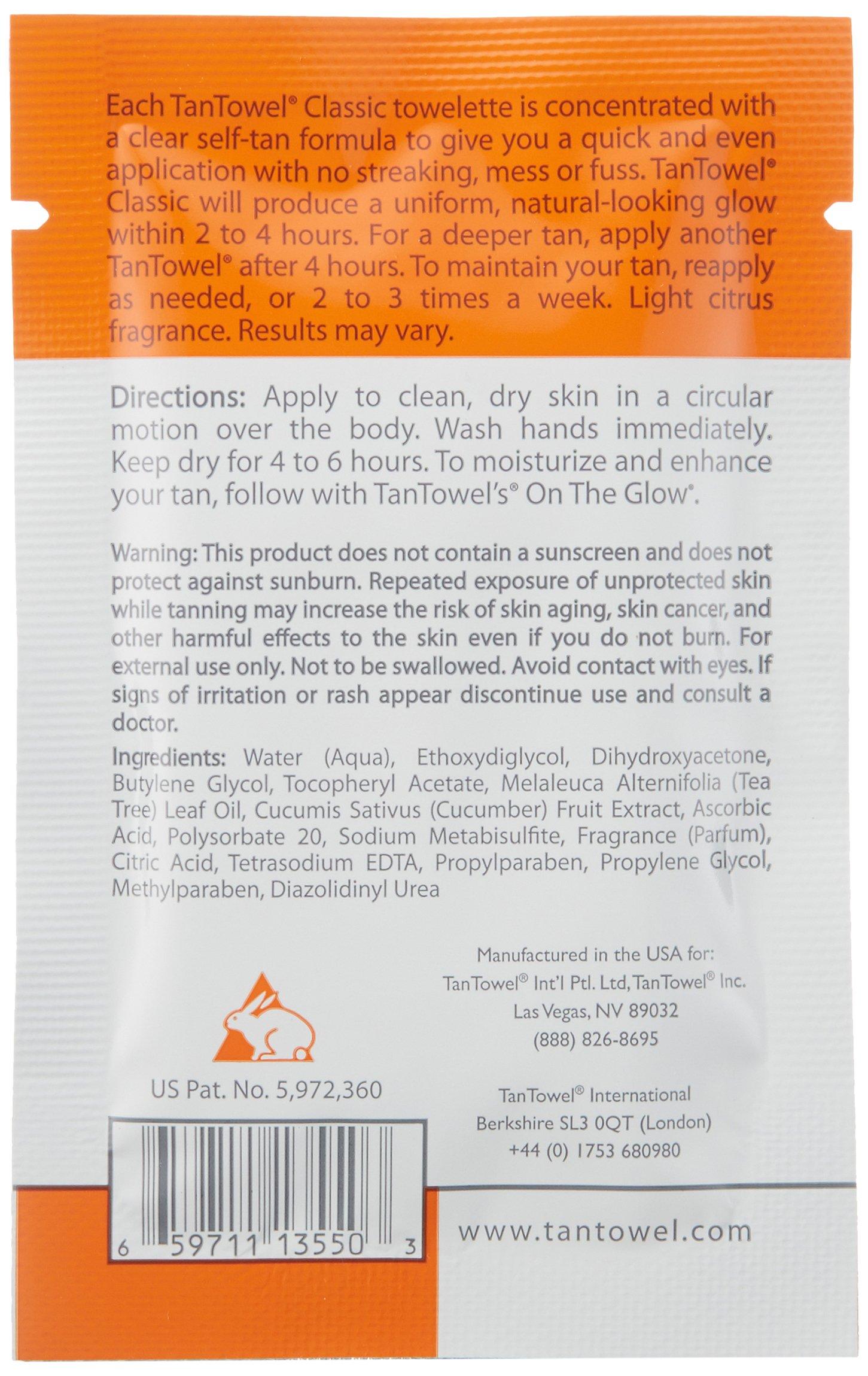 Tan Towel Tan Towel Classic Self Tan Towlettes Half Body Aplication 50 X 0.25 Oz, 50count