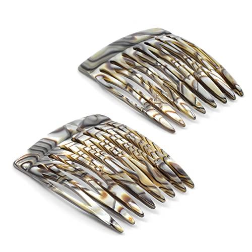 Camila Camila Paris Onyx and Tokyo French Hair Side Comb 4 Piece Handmade Small, French Twist Decorative Hair Combs, Strong Hold Hair Comb Clips for Women, Styling Girls Hair Accessories, Made in France