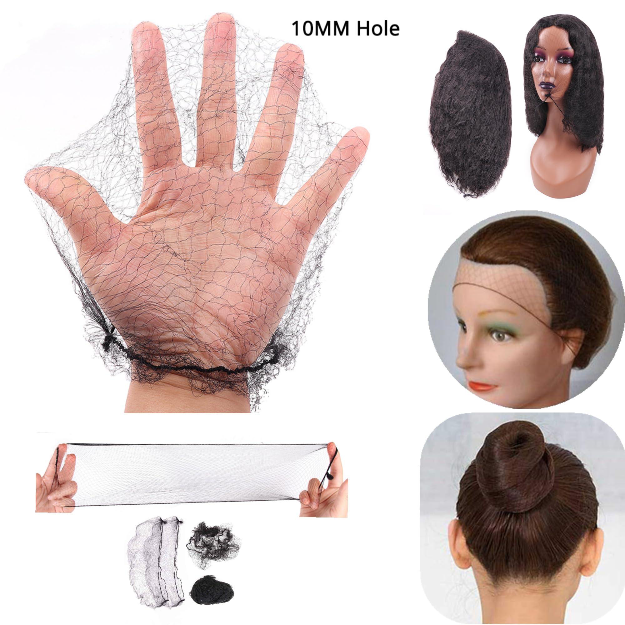 Votinu Votinu 100 Pcs Elastic Hair Nets for Wig, 20 Inches Black Invisible Mesh Hair Tie for Women Men Wigs Short Hair Bun Sleeping Nets Food Service(20 Inches)
