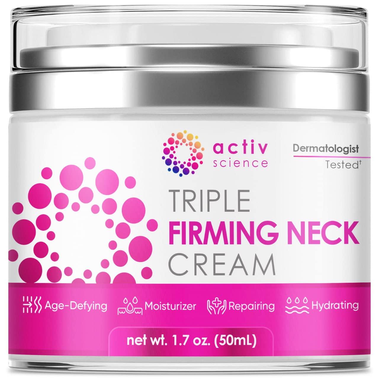 ACTIVSCIENCE ACTIVSCIENCE Neck Firming Cream - Natural Anti-Aging Facial Moisturizer with Retinol Collagen & Hyaluronic Acid - Day & Night Anti-Wrinkle Cream - Firming, Hydrating Face Cream