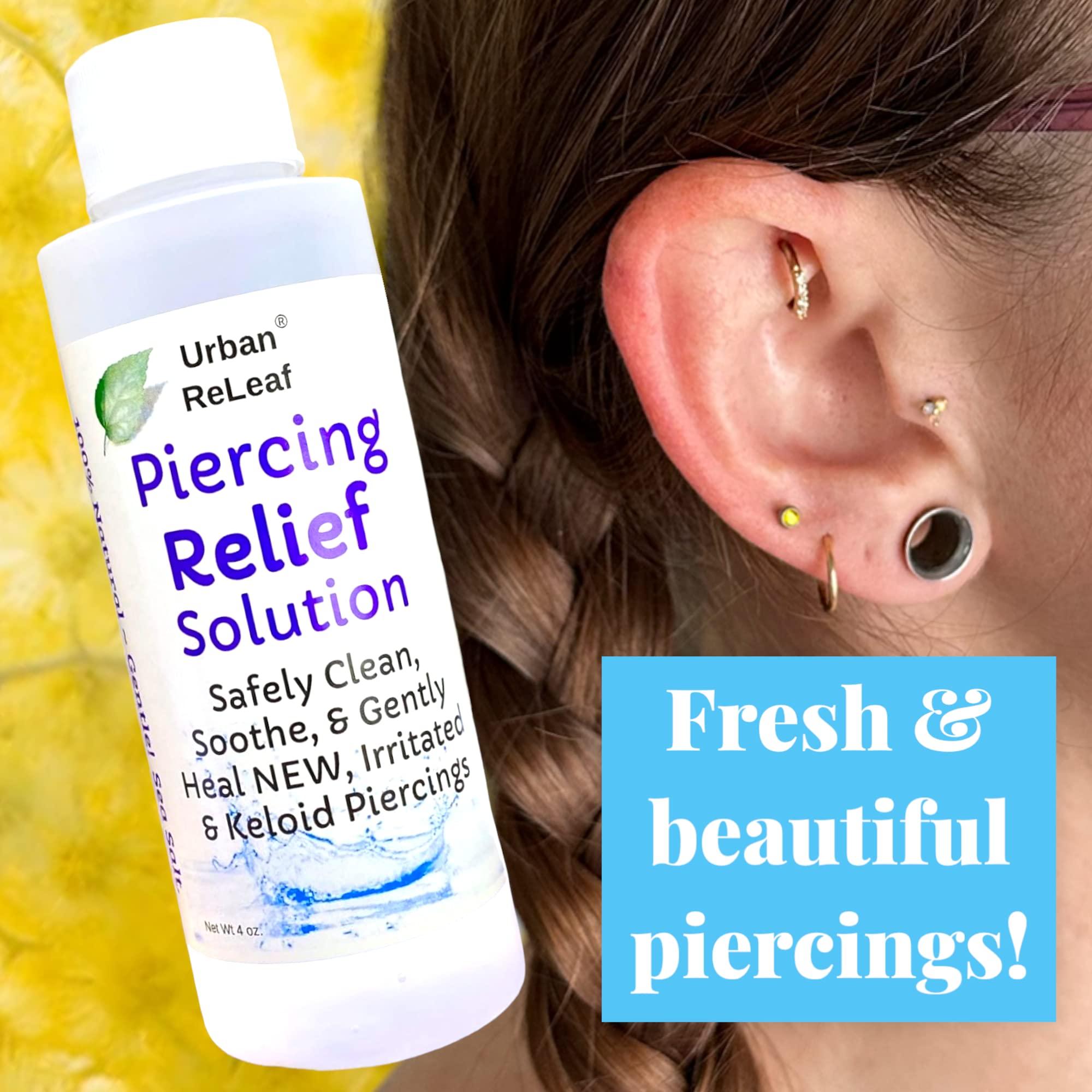 Urban ReLeaf Urban ReLeaf 8 oz. Set Piercing Relief Solution ! Aftercare Sea Salt Help for New Piercings, Bumps, Irritated Piercings. Made in USA. Clean Soothe Calm, 100% Natural
