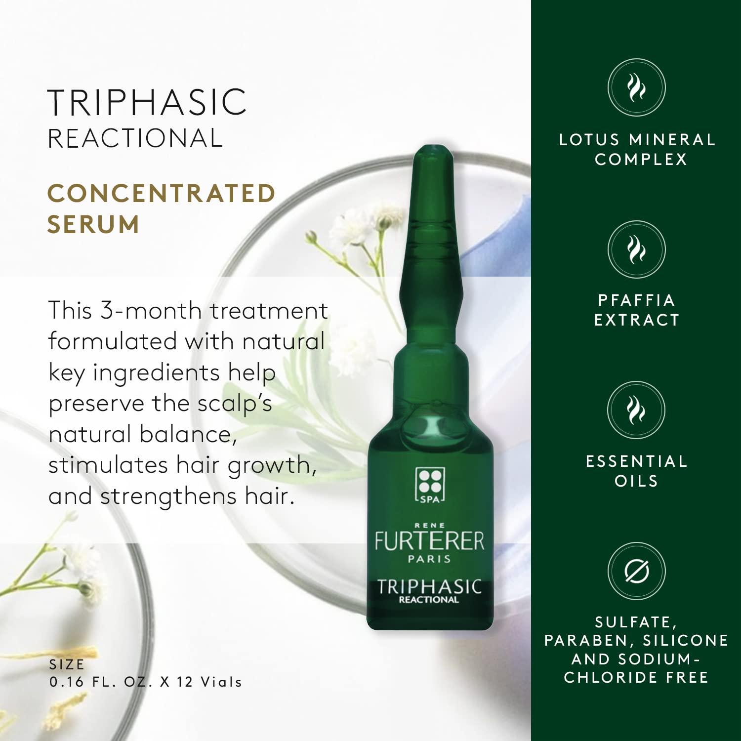 Ren Furterer Rene Furterer TRIPHASIC Reactional Concentrated Serum - For Sudden Thinning Hair - Postpartum, Stress - Drug-Free - 12 ct., 3-Month Supply