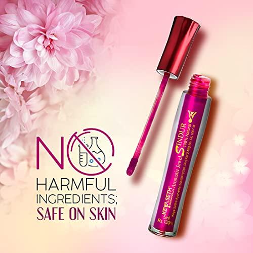 KEYA SETH AROMATHERAPY, DEVICE OF DROP Keya Seth Aromatherapy Aromatic 100% Natural Liquid Sindoor Magenta with Sponge-Tip- Applicator- Long Lasting Chemical Free & Waterproof with Floral Pigment-5ml (Pack Of 1)