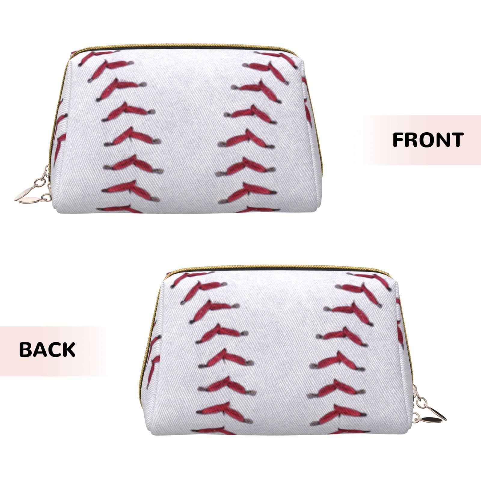 Generic Preppy Makeup Bag for Purse, PU Leather Baseball Laces Softball Makeup Zipper Pouch, Cosmetic Makeup Accessories Organizer Makeup Stuff Bag for College Girls Teens Women