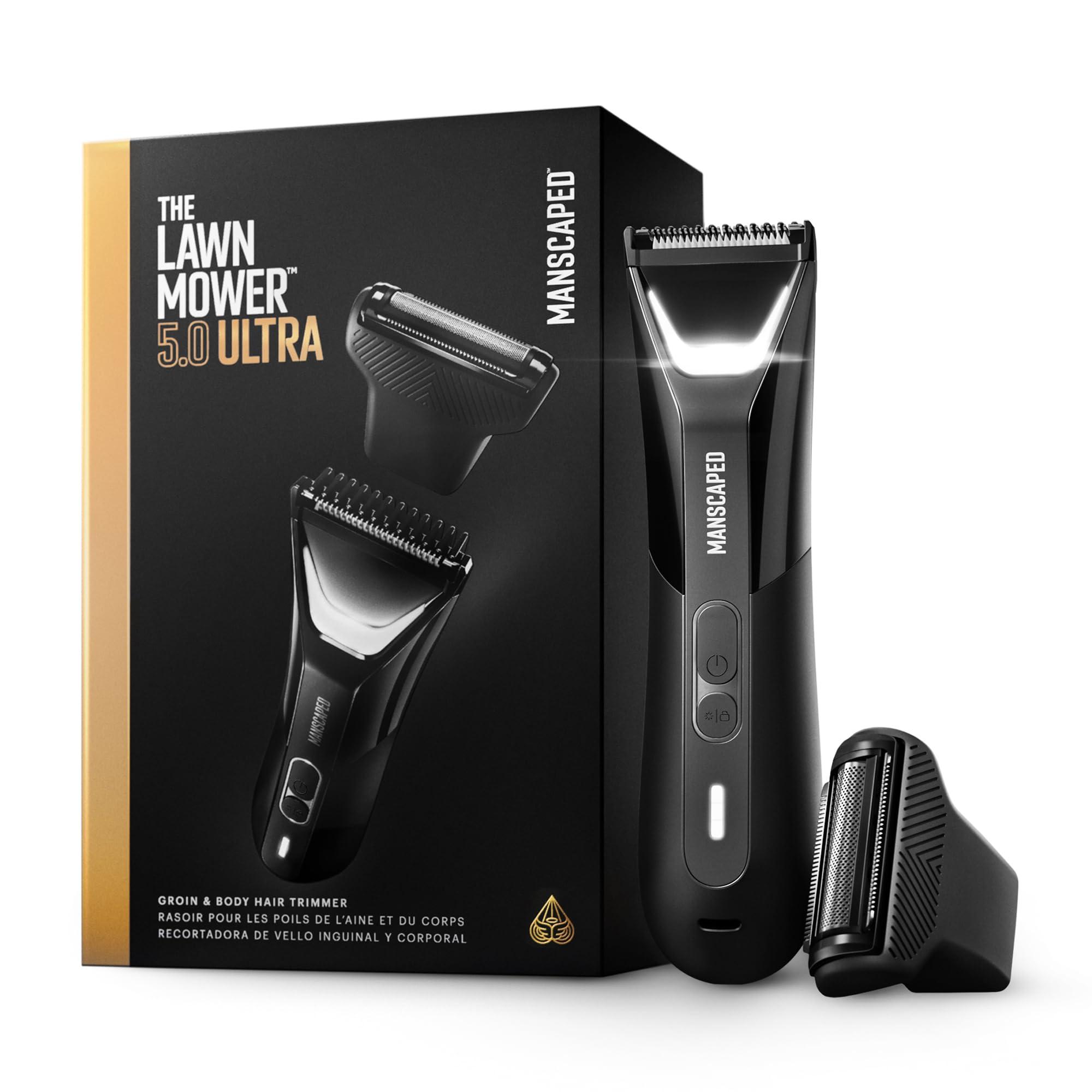MANSCAPED MANSCAPED The Lawn Mower 5.0 Ultra Groin & Body Hair Trimmer Dual-Head SkinSafe Trimmer & Foil Blades, Waterproof Wet/Dry Groomer, USB-C Rechargeable with Travel Case, Mens Ball Shaver, Black