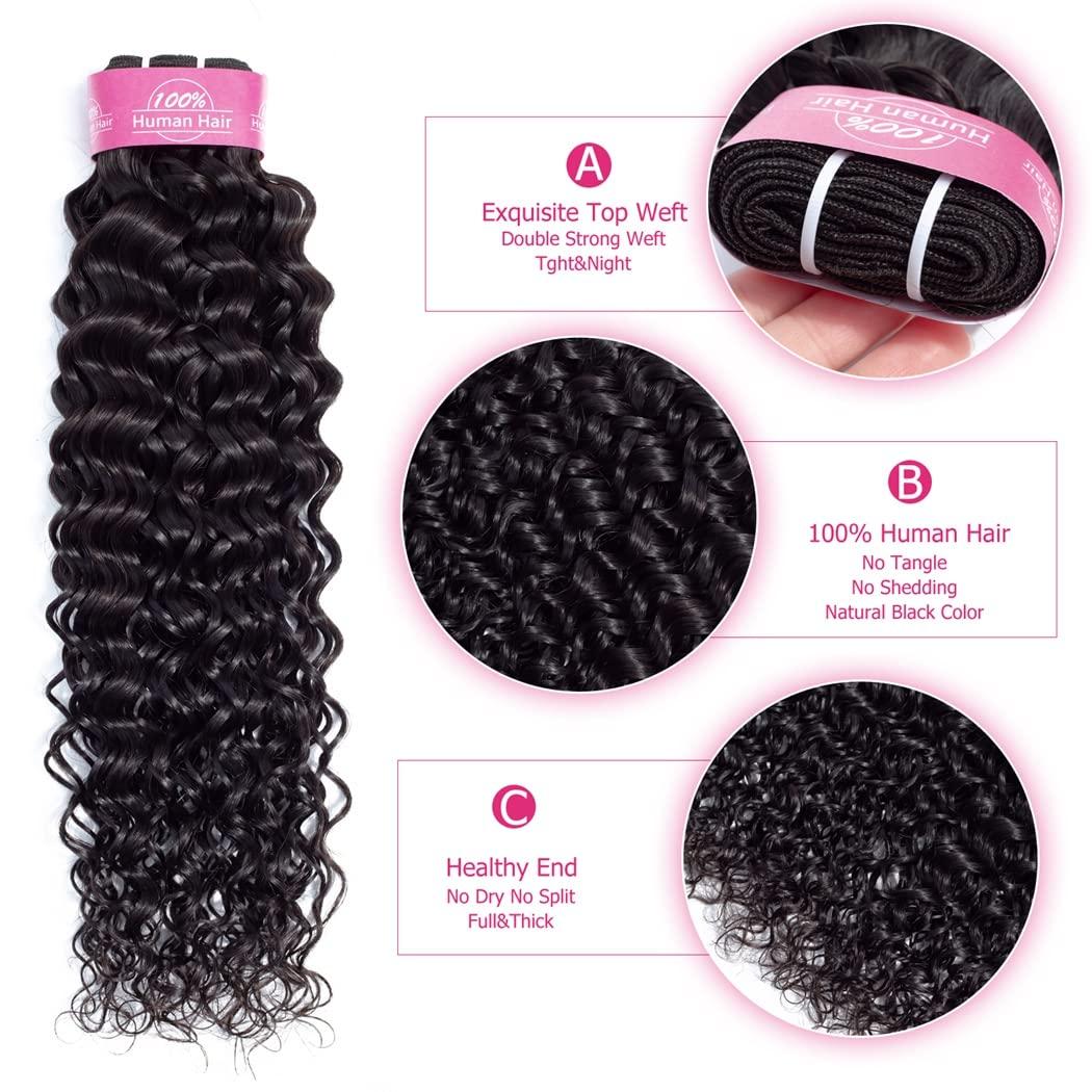 Odir Odir Water Wave Human Hair 1 Bundle 30 Inch Unprocessed 9A Brazilian Wat and Wavy Virgin Hair Bundles Curly Hair Weft 100g Natural Color