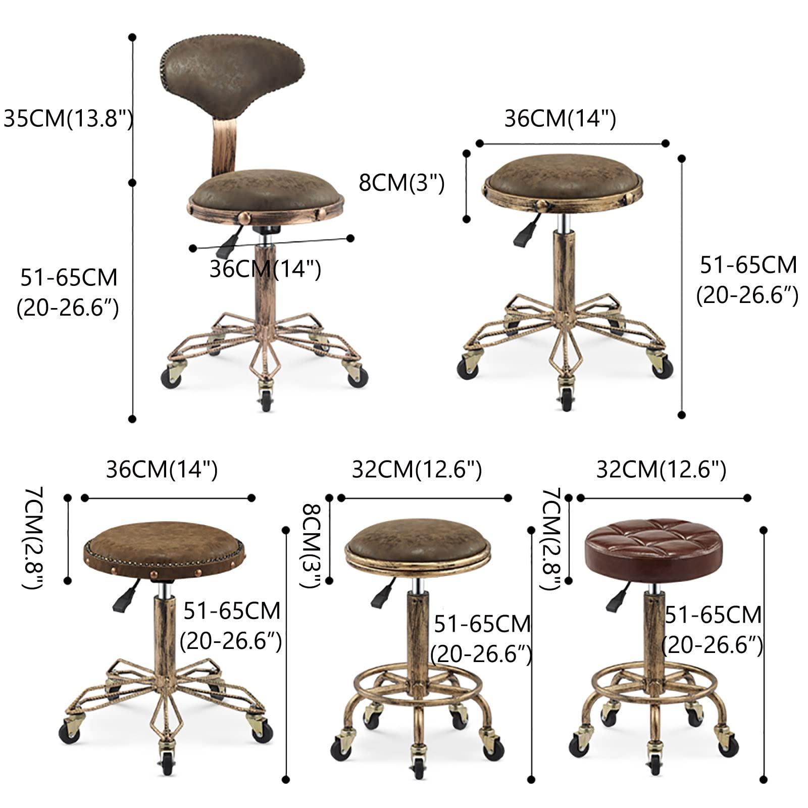 DSHOME DSHOME Rolling stools with Wheels Office Stool Adjustable Height Swivel Salon Stool Chair Drafting Stool Massage Spa Stool with PU Leather,Black,12.6 * 26.6