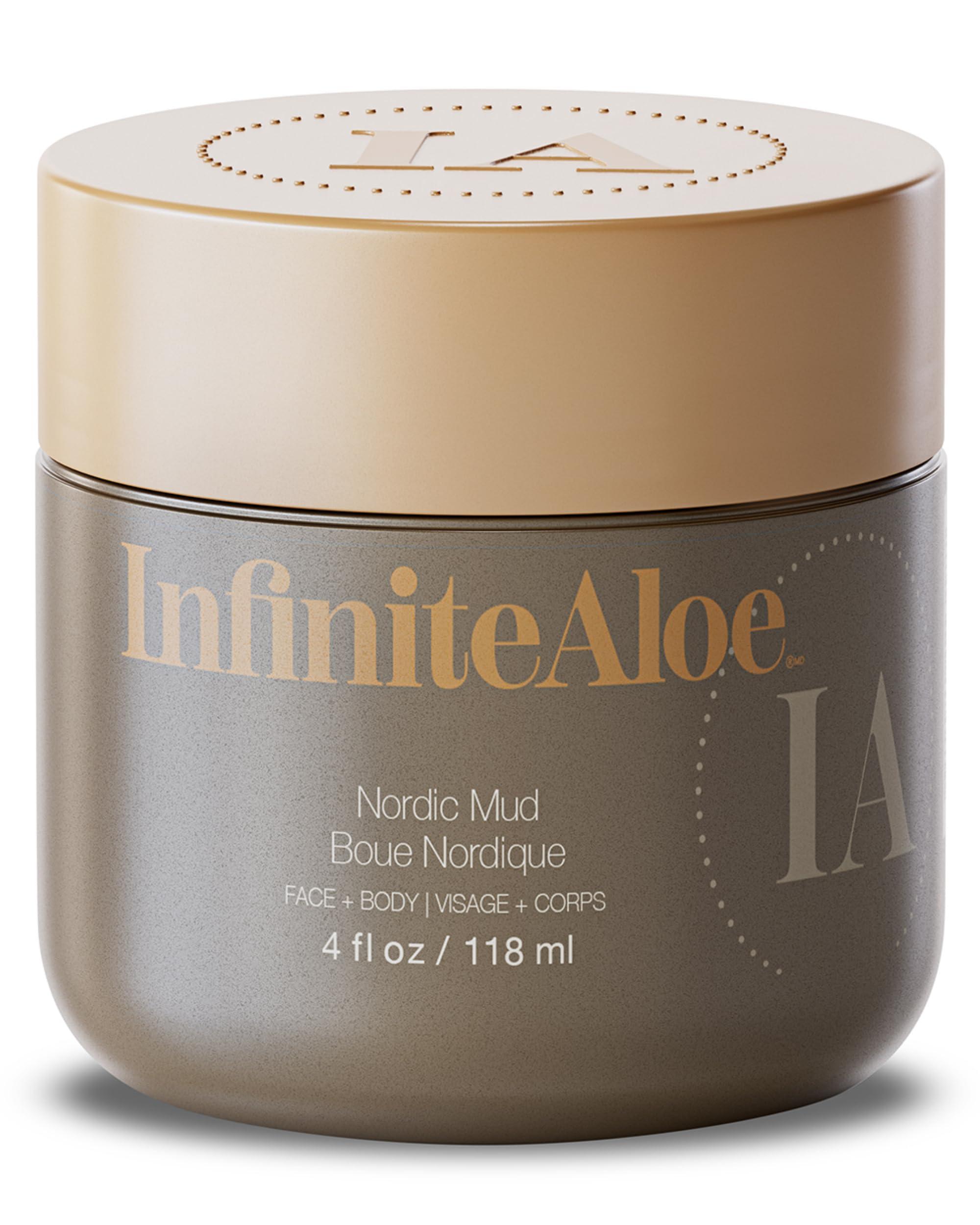 InfiniteAloe InfiniteAloe Nordic Mud Face Mask Skin Care Treatment, Peat + Charcoal + Aloe Vera + HA Combined, Suitable for All Skin Types - 4oz.