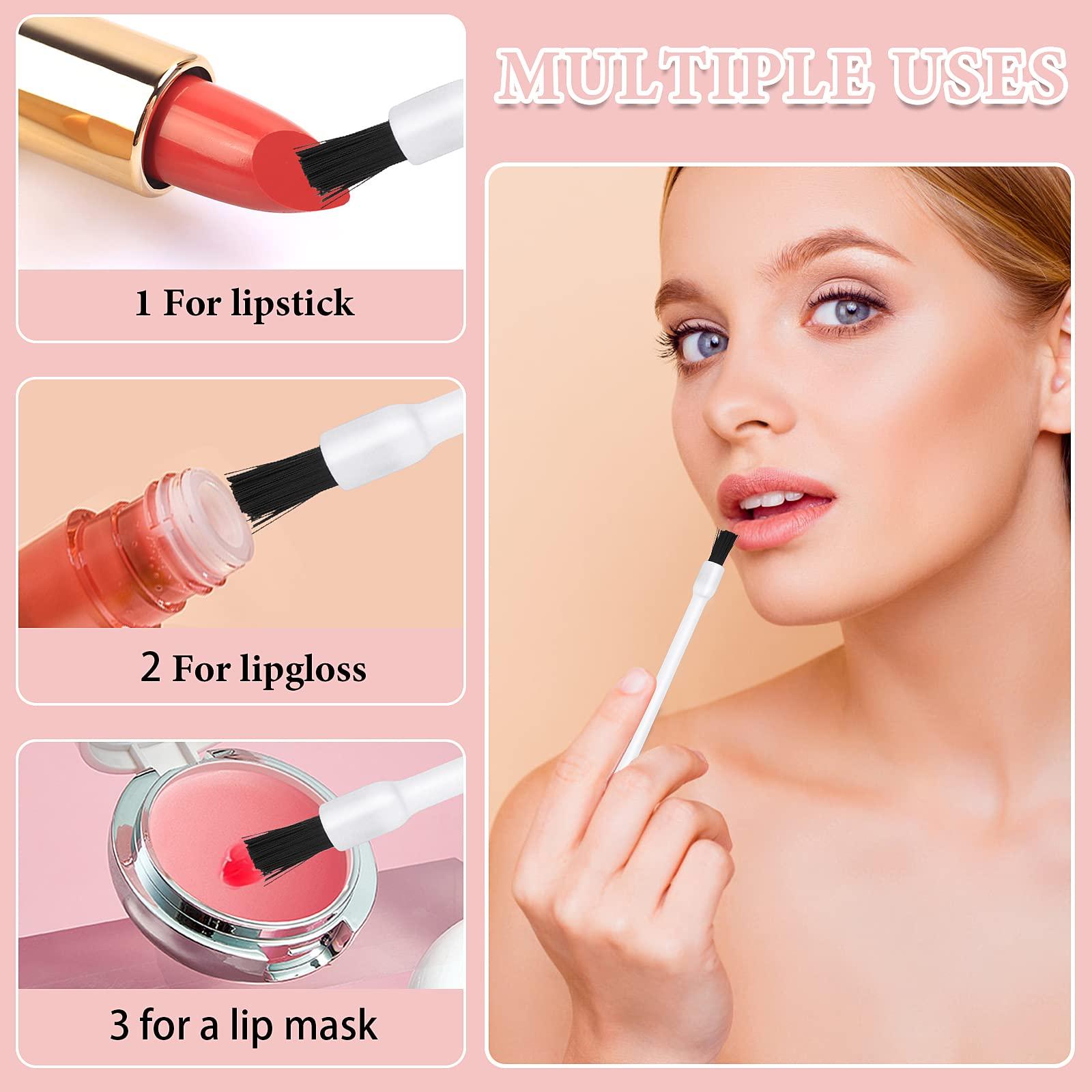 Prasacco 50 Pcs Disposable Lip Brushes Nail Polish Brushes Lip Gloss Applicators Lipstick Wands Makeup Cosmetic Tools, White