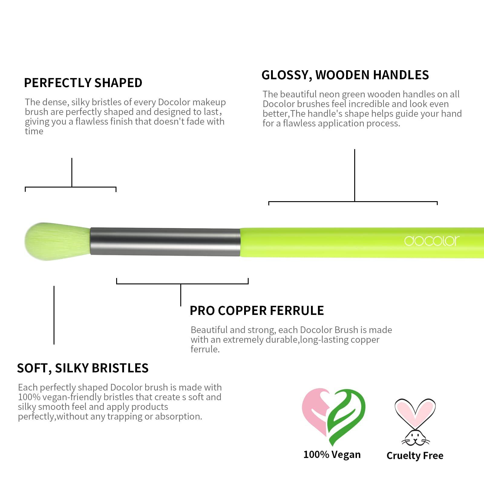 docolor Docolor Makeup Brushes 10Pcs Makeup Brush Set Premium Synthetic Powder Kabuki Foundation Contour Blush Concealer Eye Shadow Blending Liner Make Up Brush Kit - Neon Green