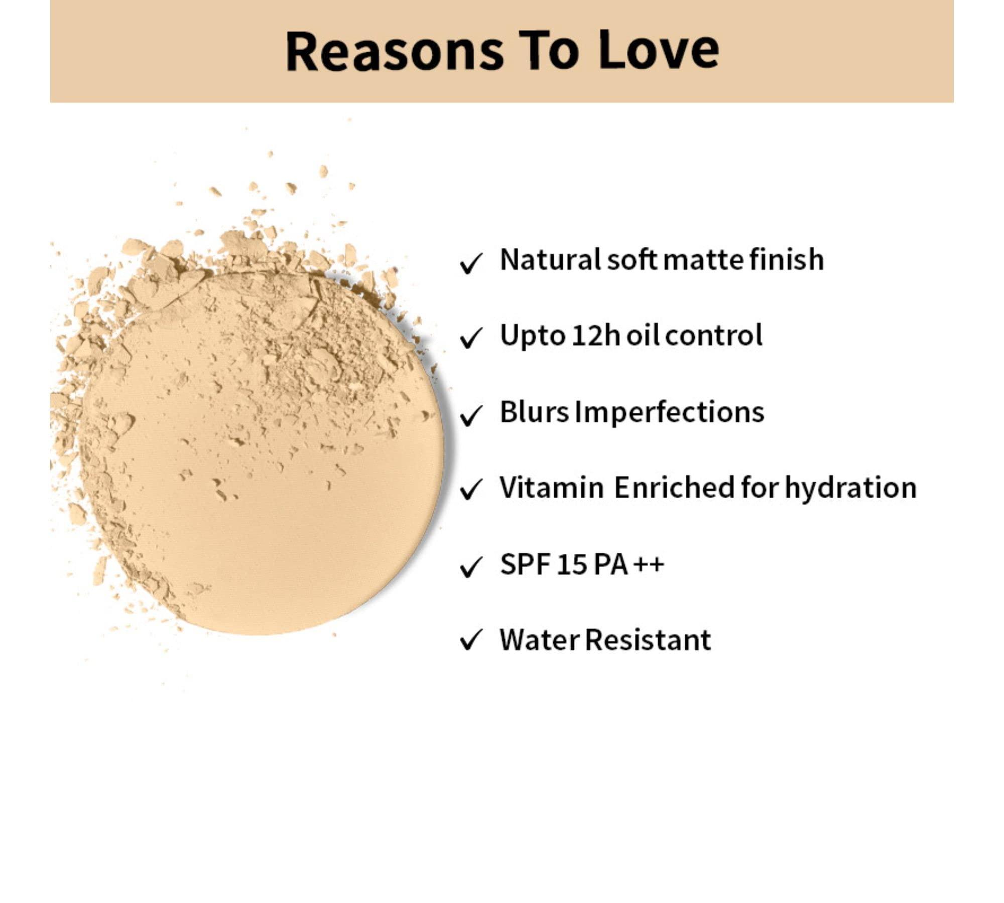 NYKAA Nykaa Cosmetics All Day Matte Compact Powder - Face Powder for Flawless Finish - Pressed Powder Infused with Vitamin E - 03 Beige - 0.28 oz